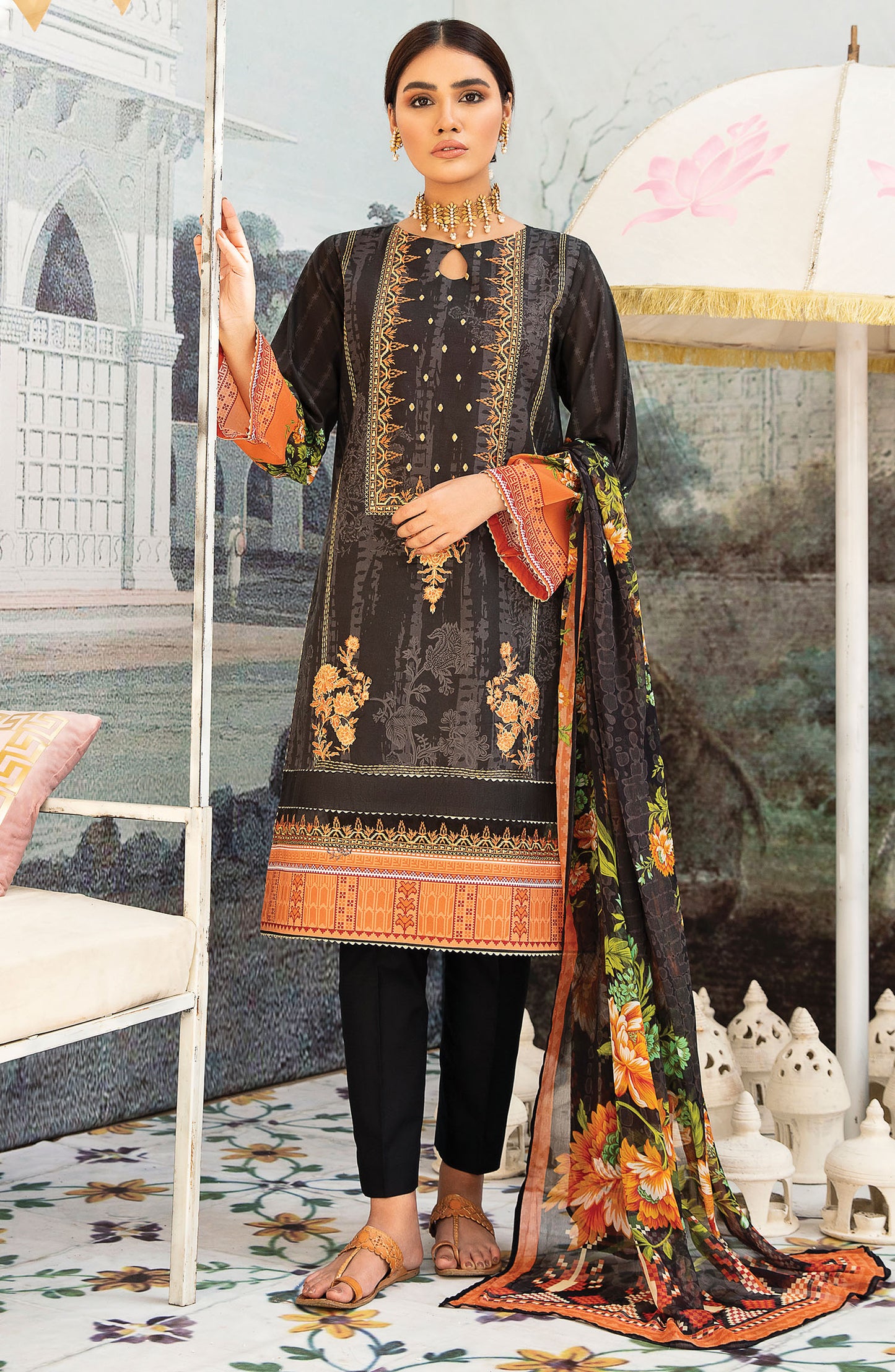 Unstitched 3 Piece Embroidered Lawn Suit