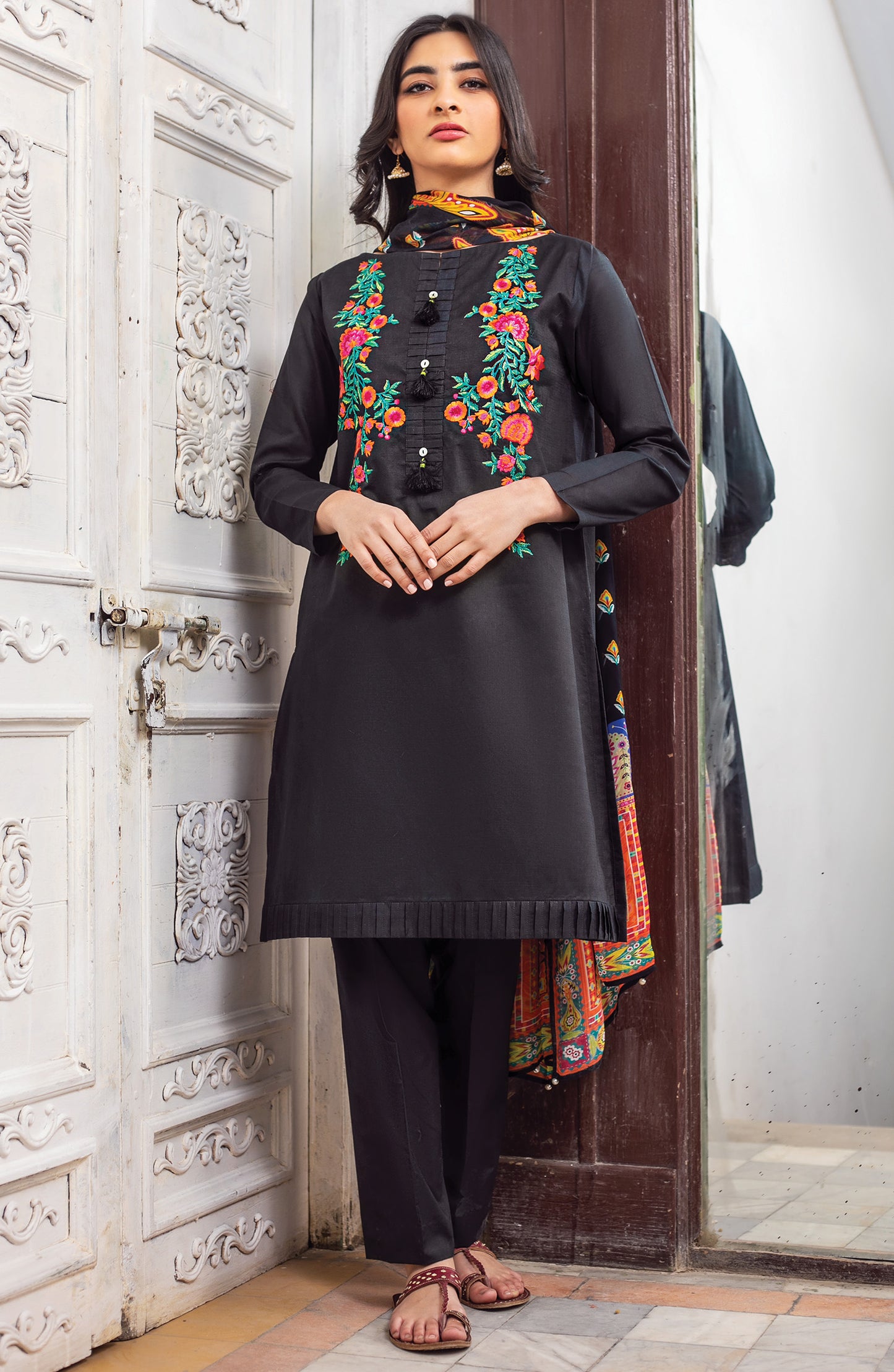 Unstitched 3 Piece Embroidered Lawn Suit