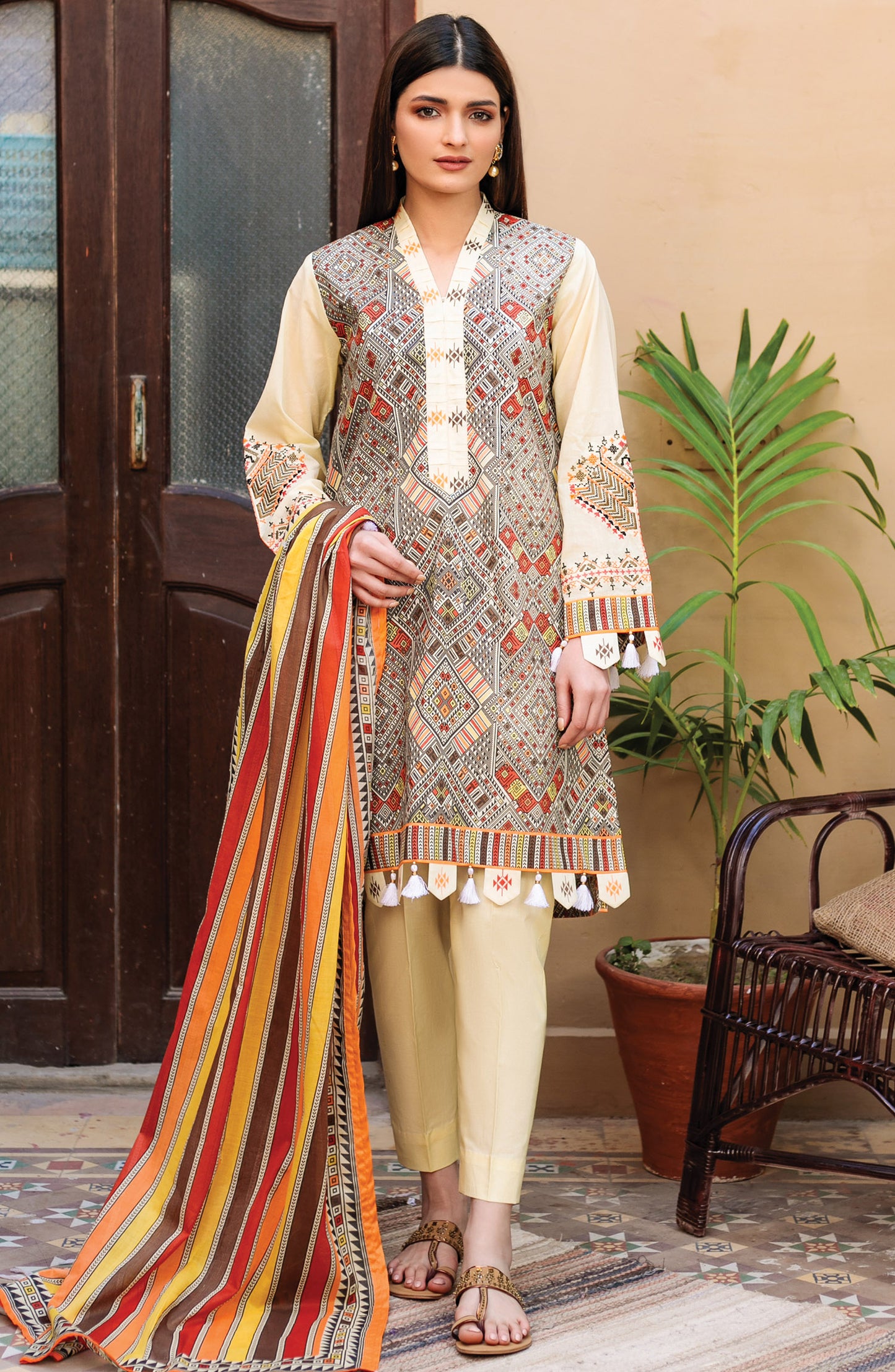 Unstitched 3 Piece Embroidered Lawn Suit