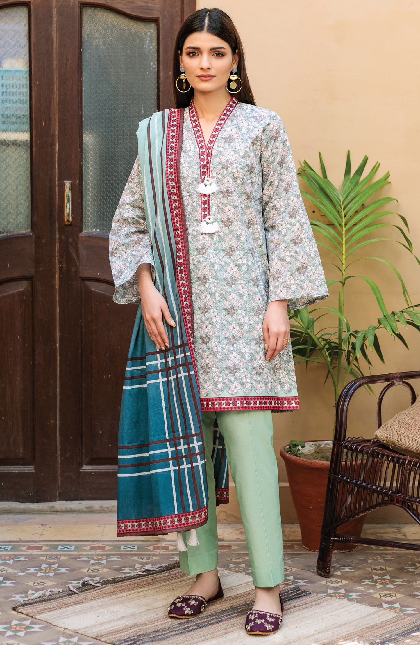 Unstitched 3 Piece Printed Lawn Suit