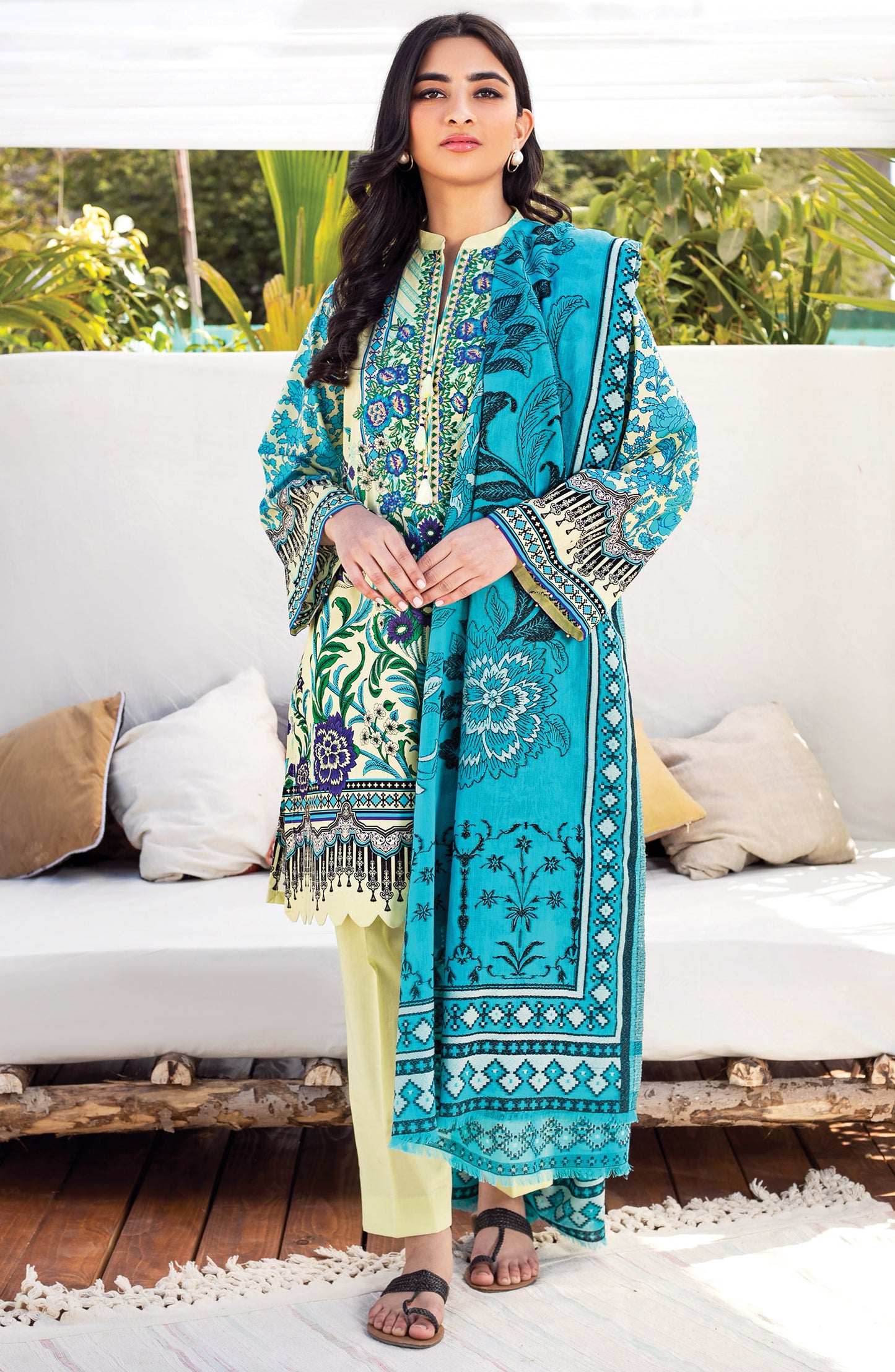 Unstitched 3 Piece Embroidered Lawn Suit