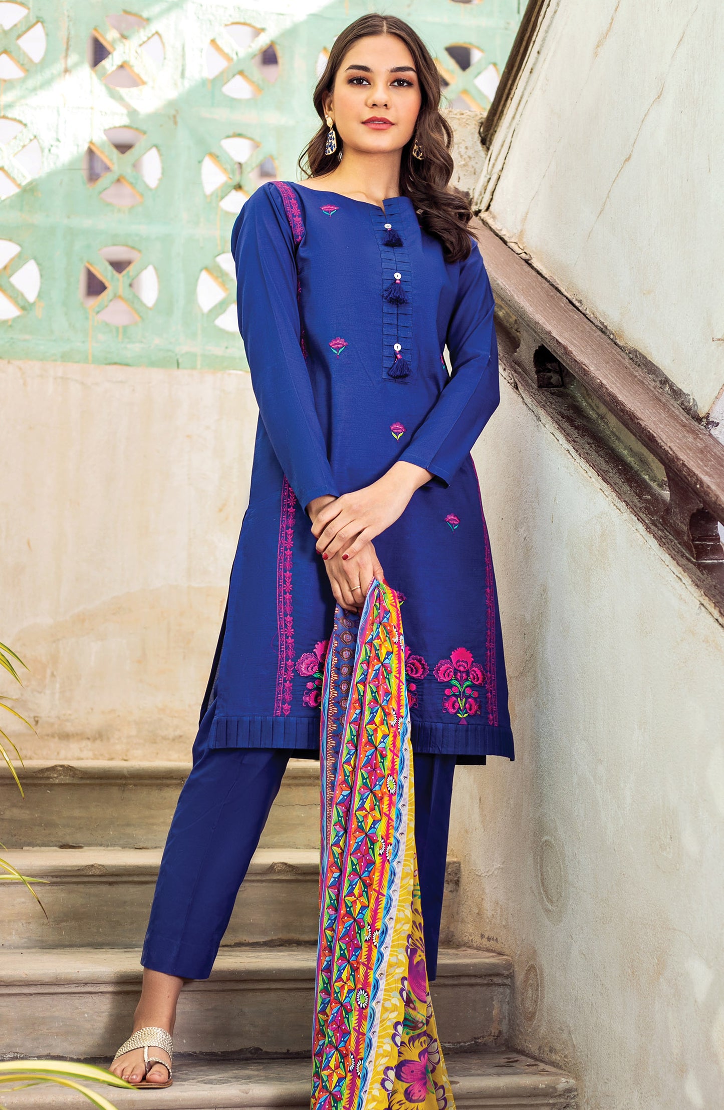Unstitched 3 Piece Embroidered Lawn Suit