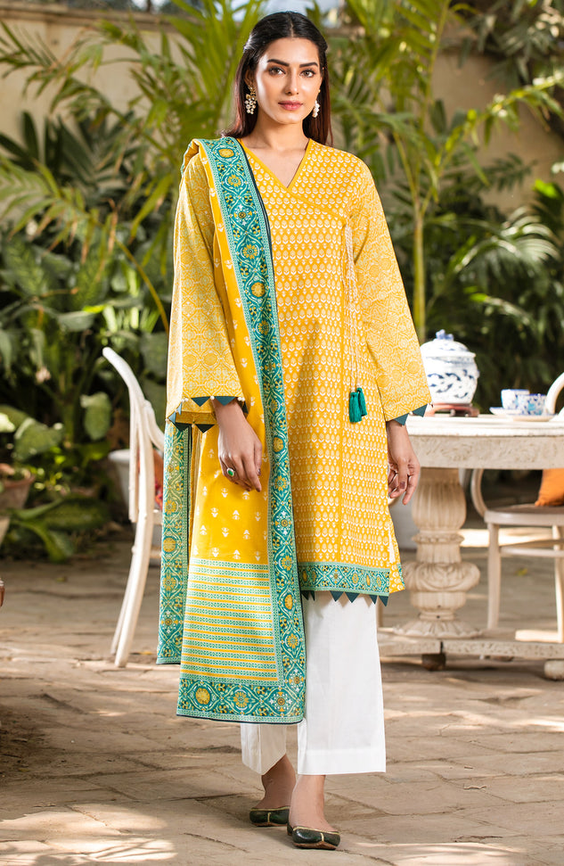 Unstitched 2 Piece Printed Lawn Shirt Chiffon Dupatta