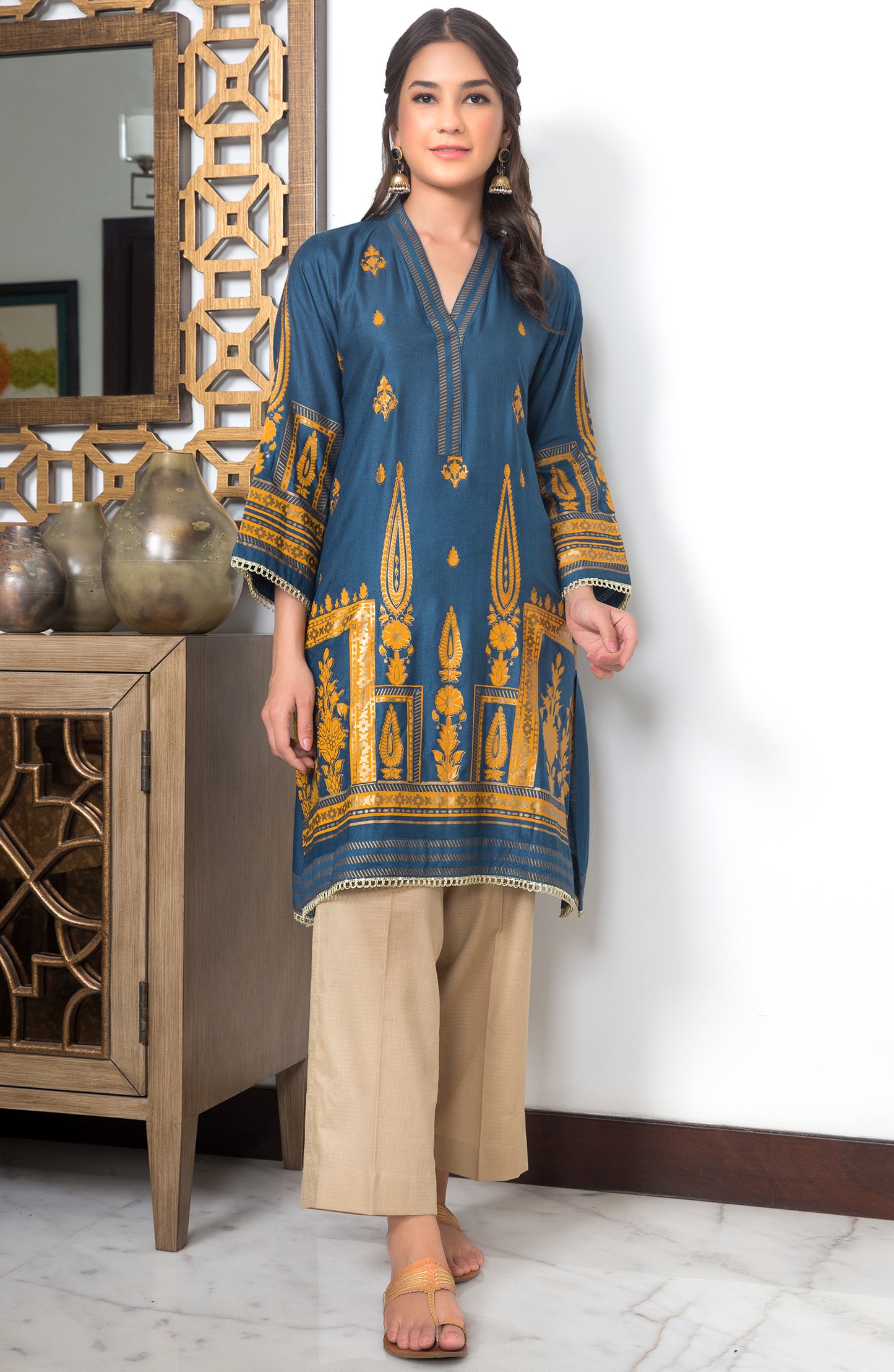 Stitched 1 Piece Paste Printed Cotton Net Shirt