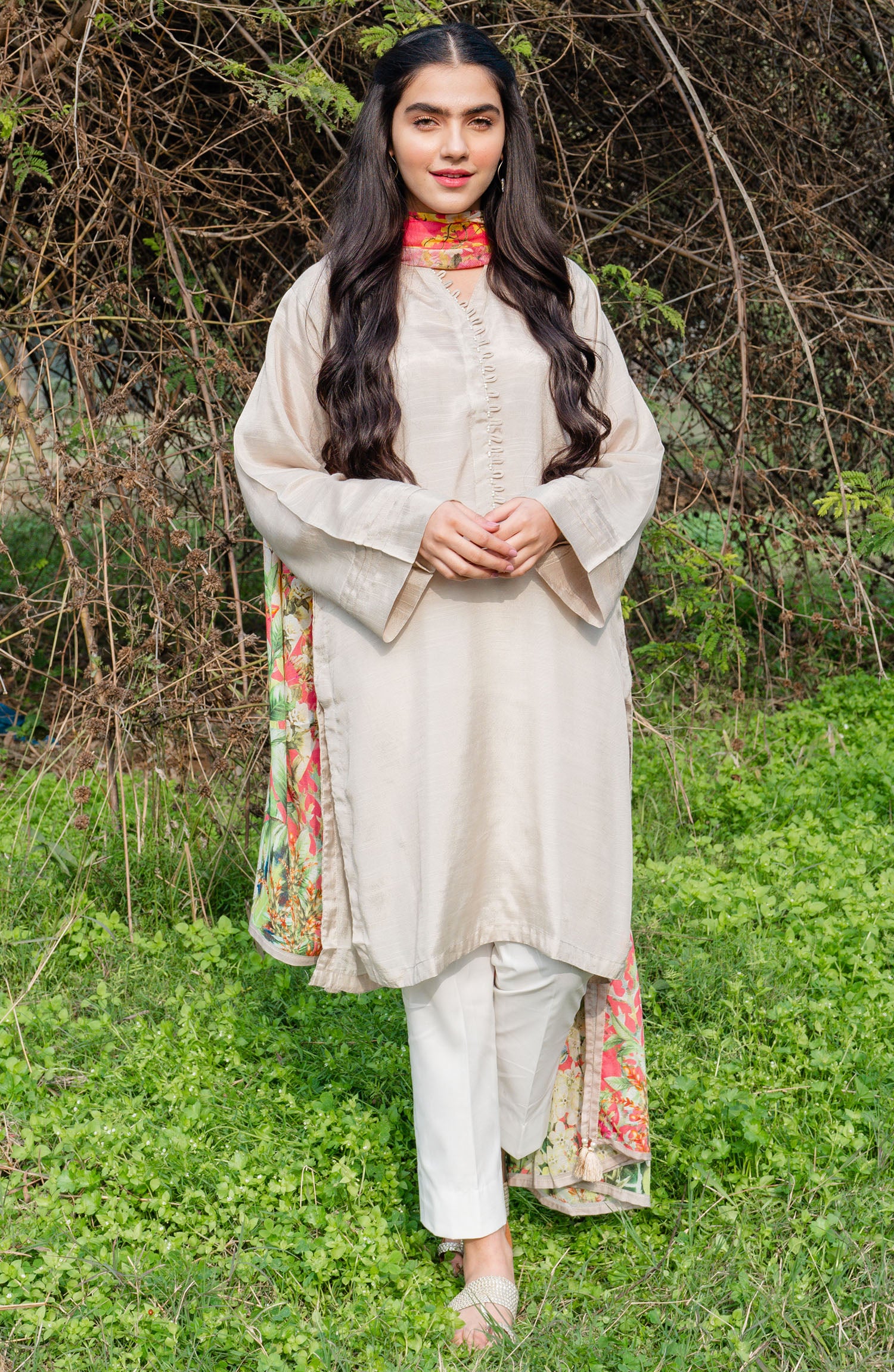 OTL-22-004/U RED LAWN  UNSTITCHED SHIRT DUPATTA PANTS
