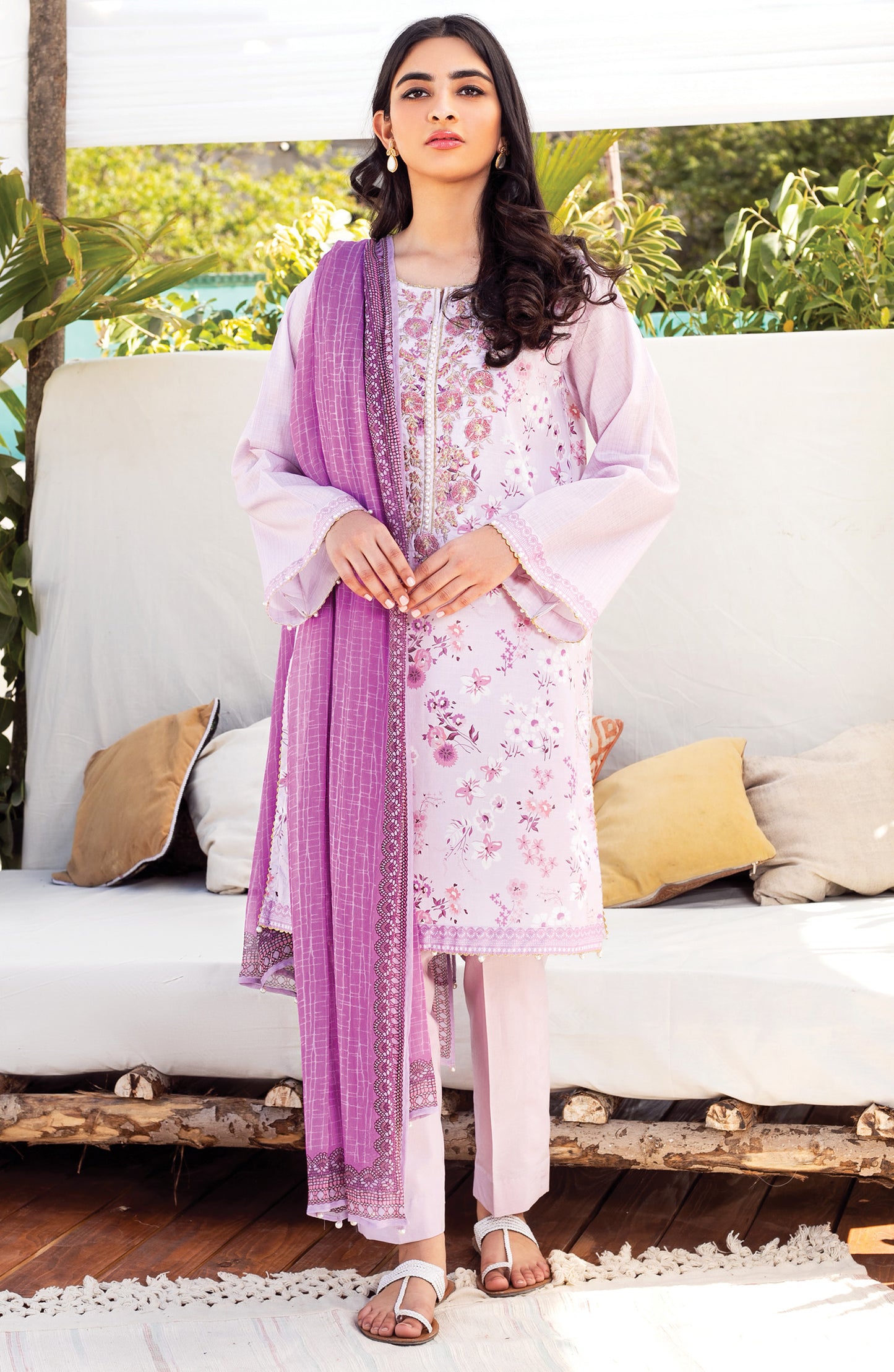 Unstitched 3 Piece Embroidered Lawn Suit