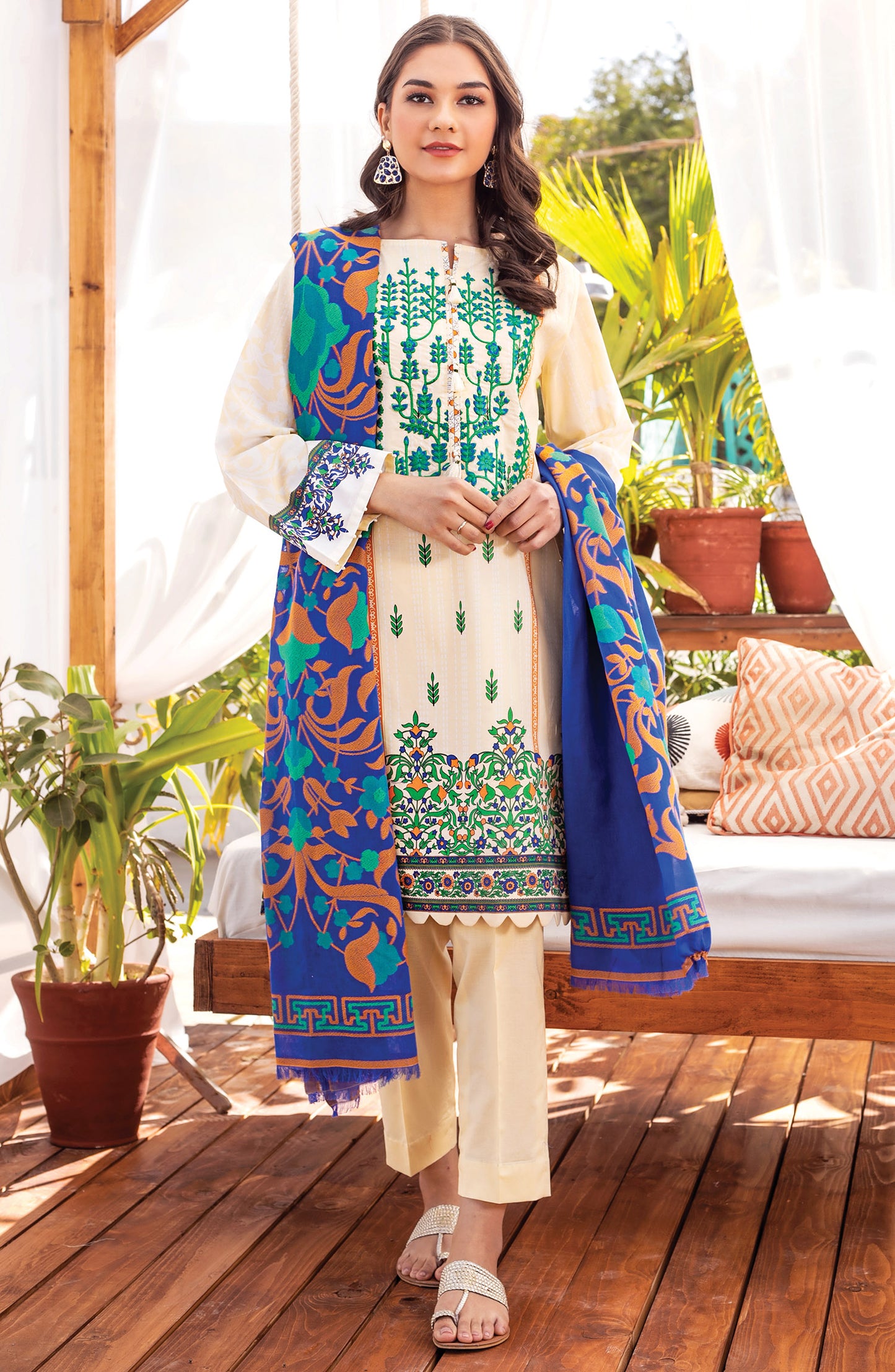 Unstitched 3 Piece Embroidered Lawn Suit