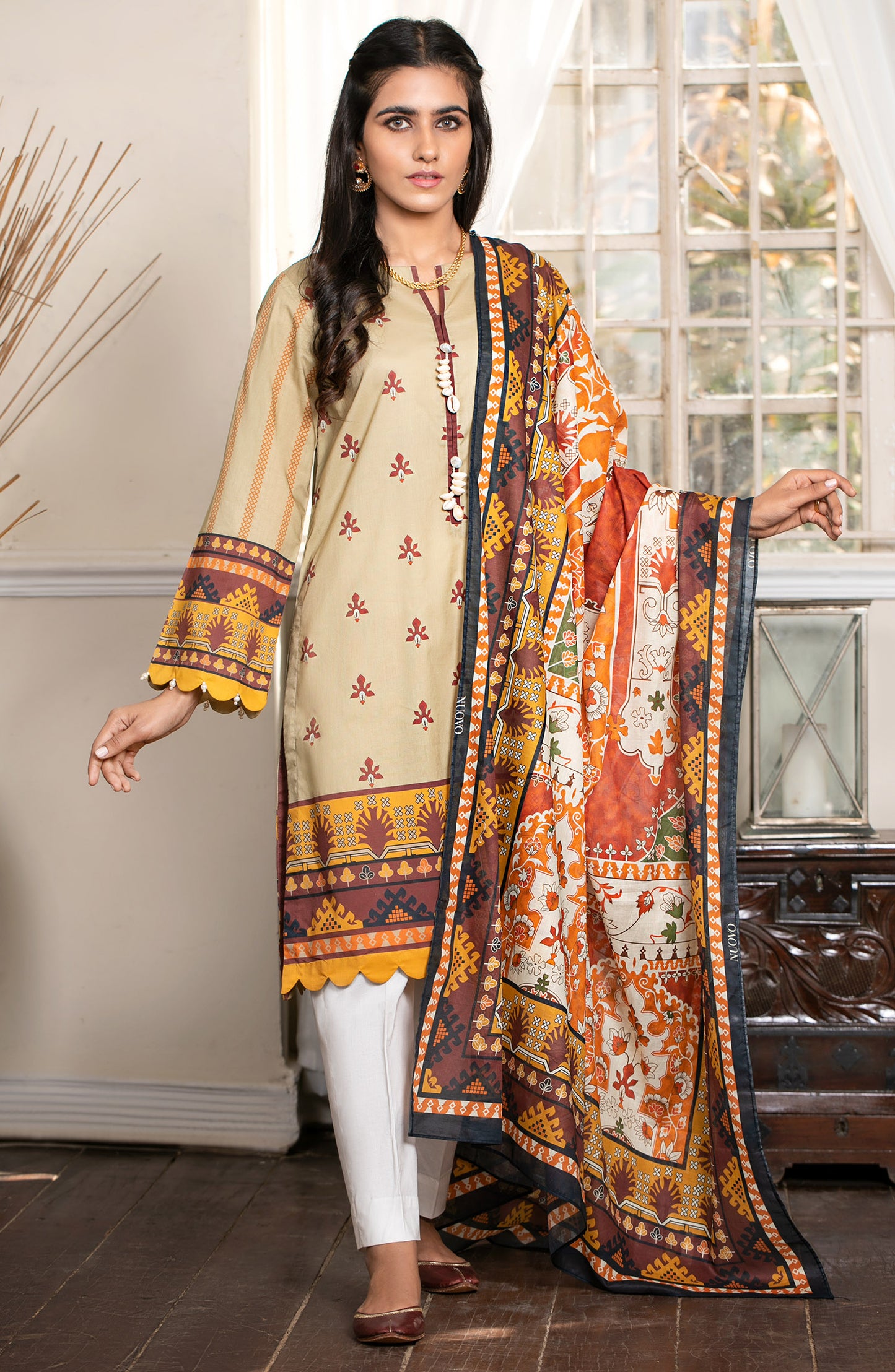 Unstitched 2 Piece Printed Lawn Shirt Dupatta