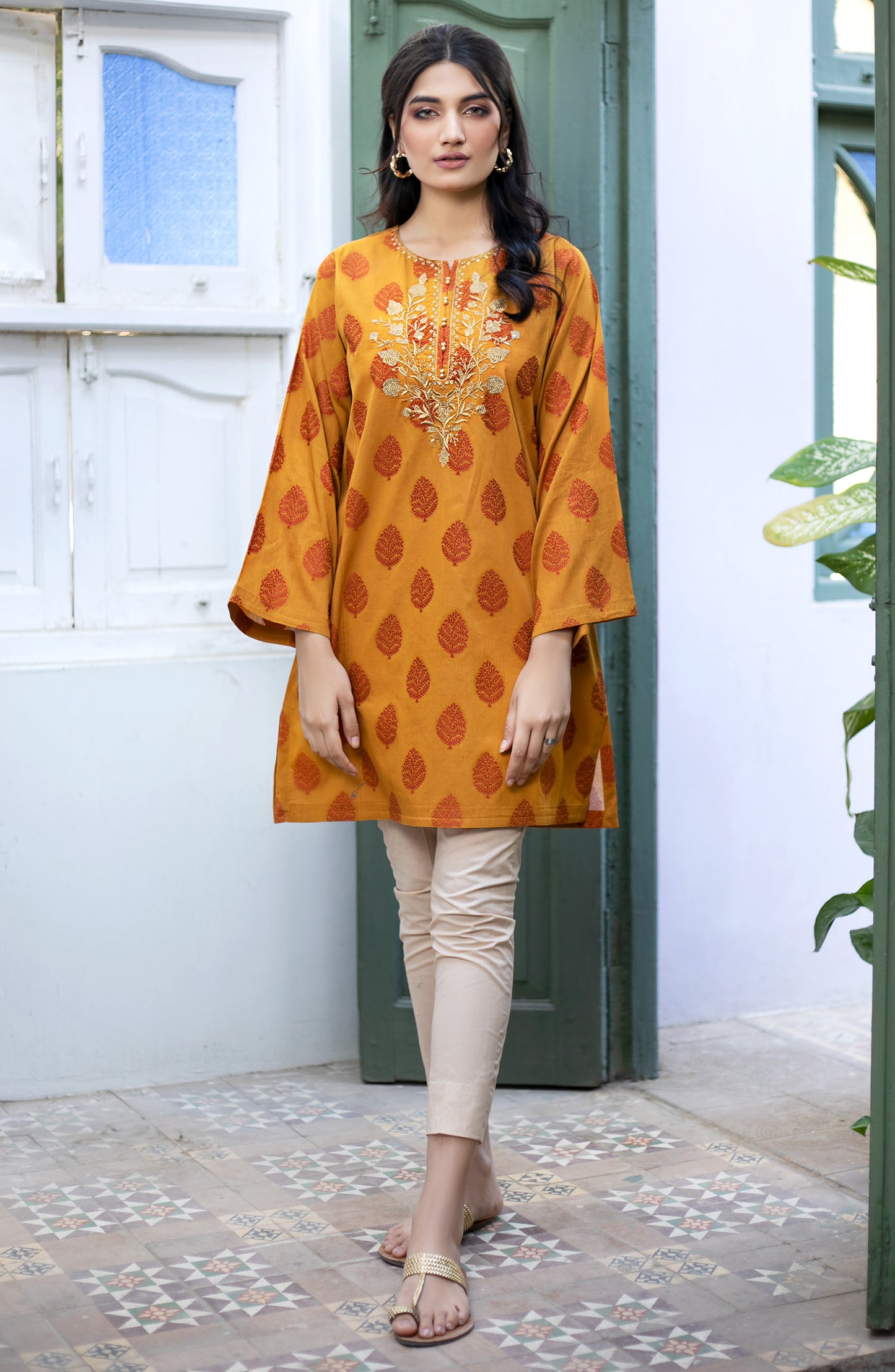 Stitched 1 Piece Embroidered Jacquard Shirt