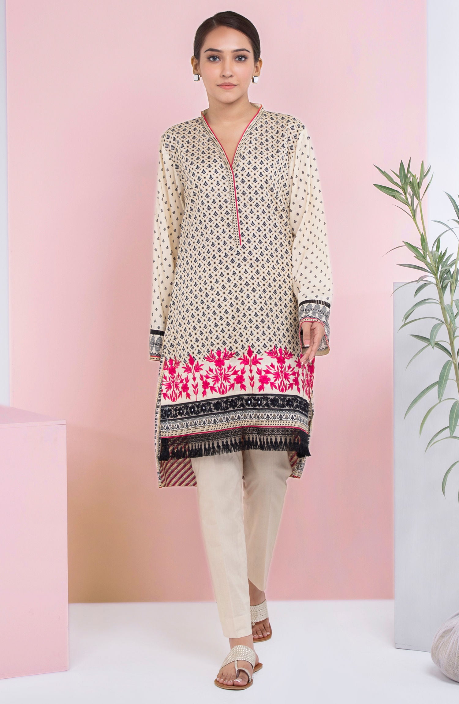 Unstitched 1 Piece Embroidered Lawn Shirt (OTL-20-077/A)
