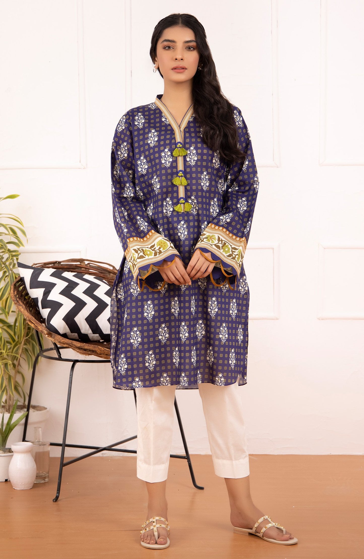 Stitched 1 Piece Printed Cambric Shirt
