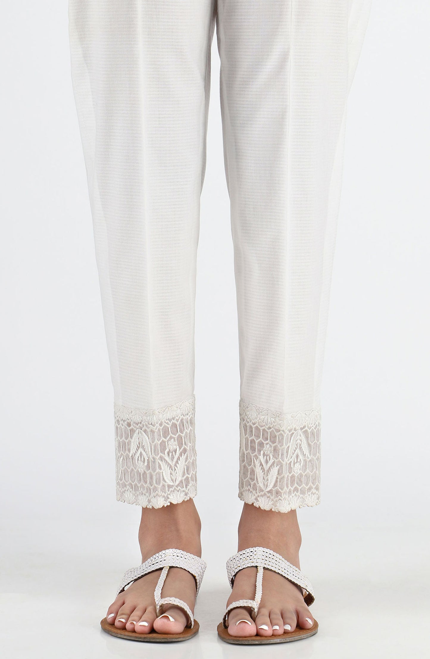 Stitched | Embroidered Trouser | NRPE-031 WHITE