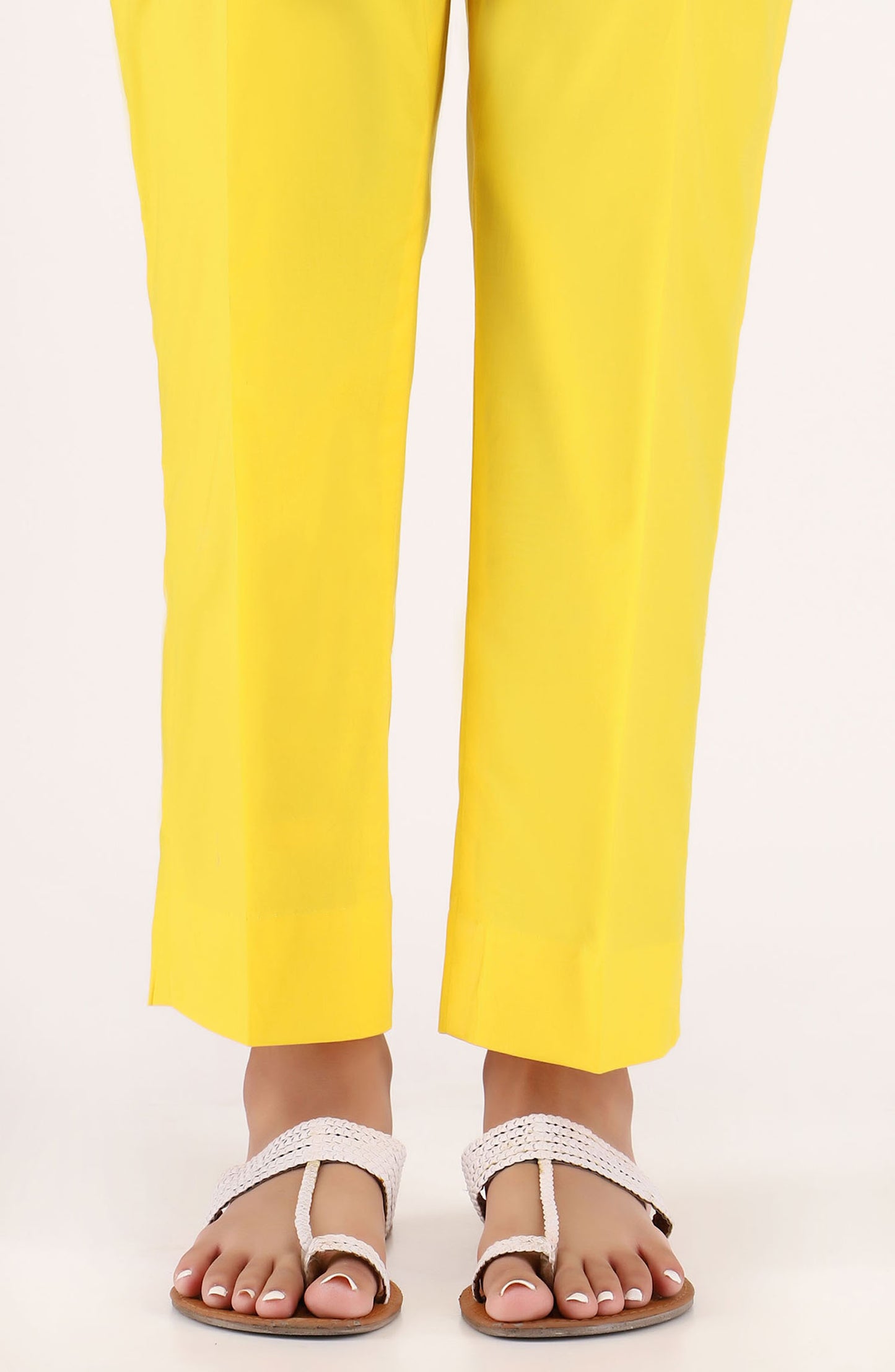Stitched Basic Cambric Pants- Yellow