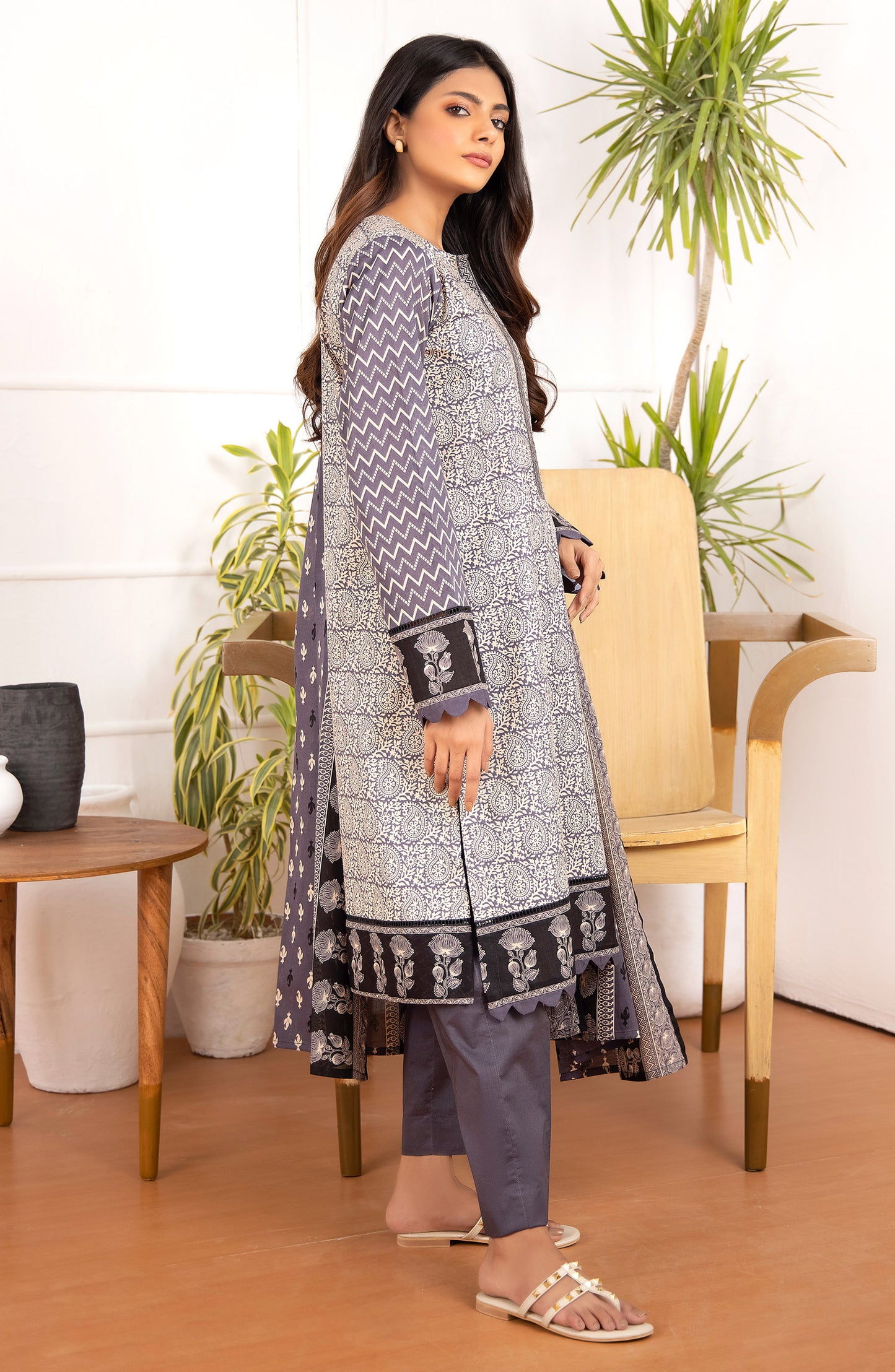 Unstitched 3 Piece Printed Lawn Suit