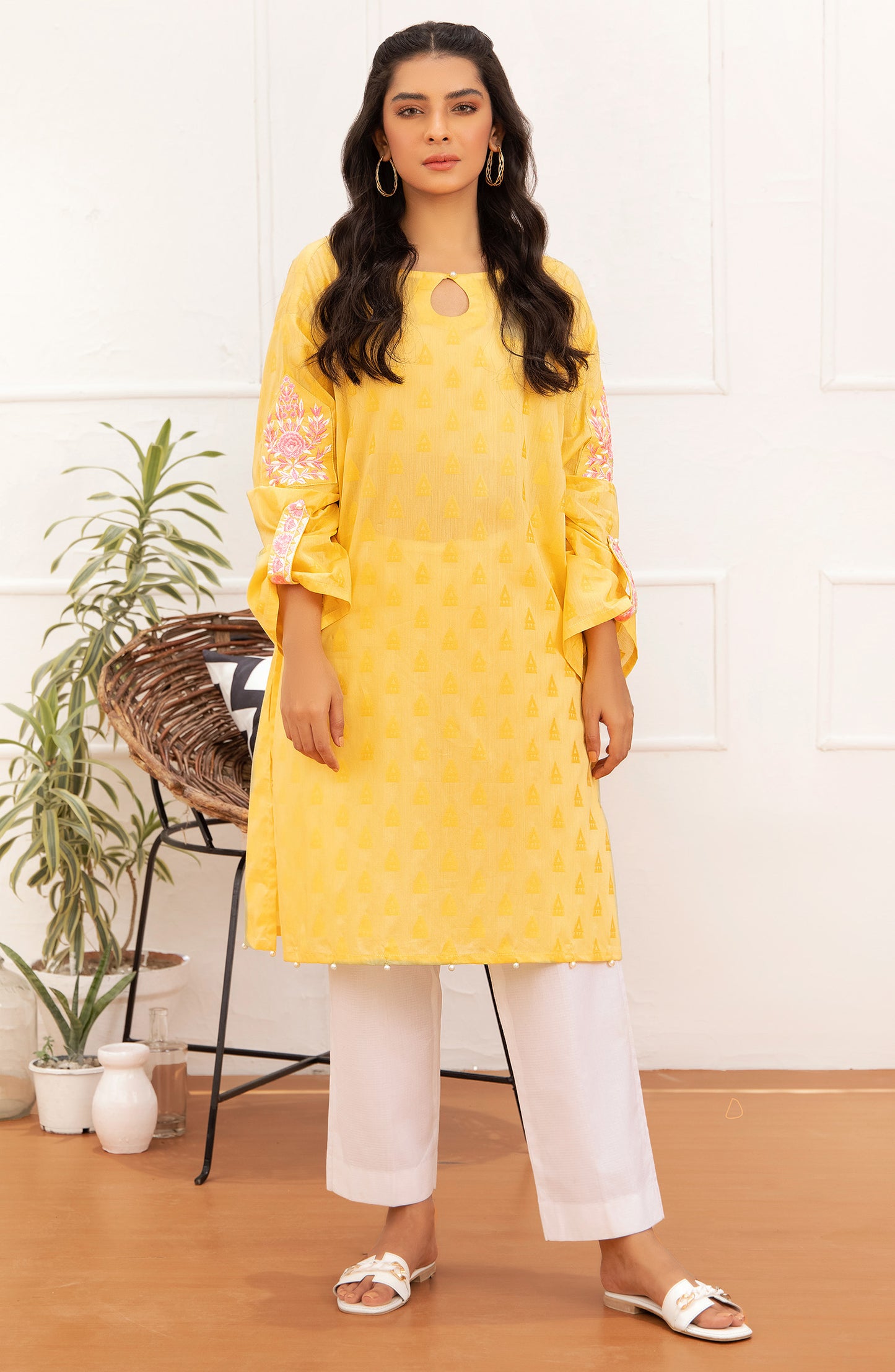 Unstitched 1 Piece Embroidered Jacquard Shirt