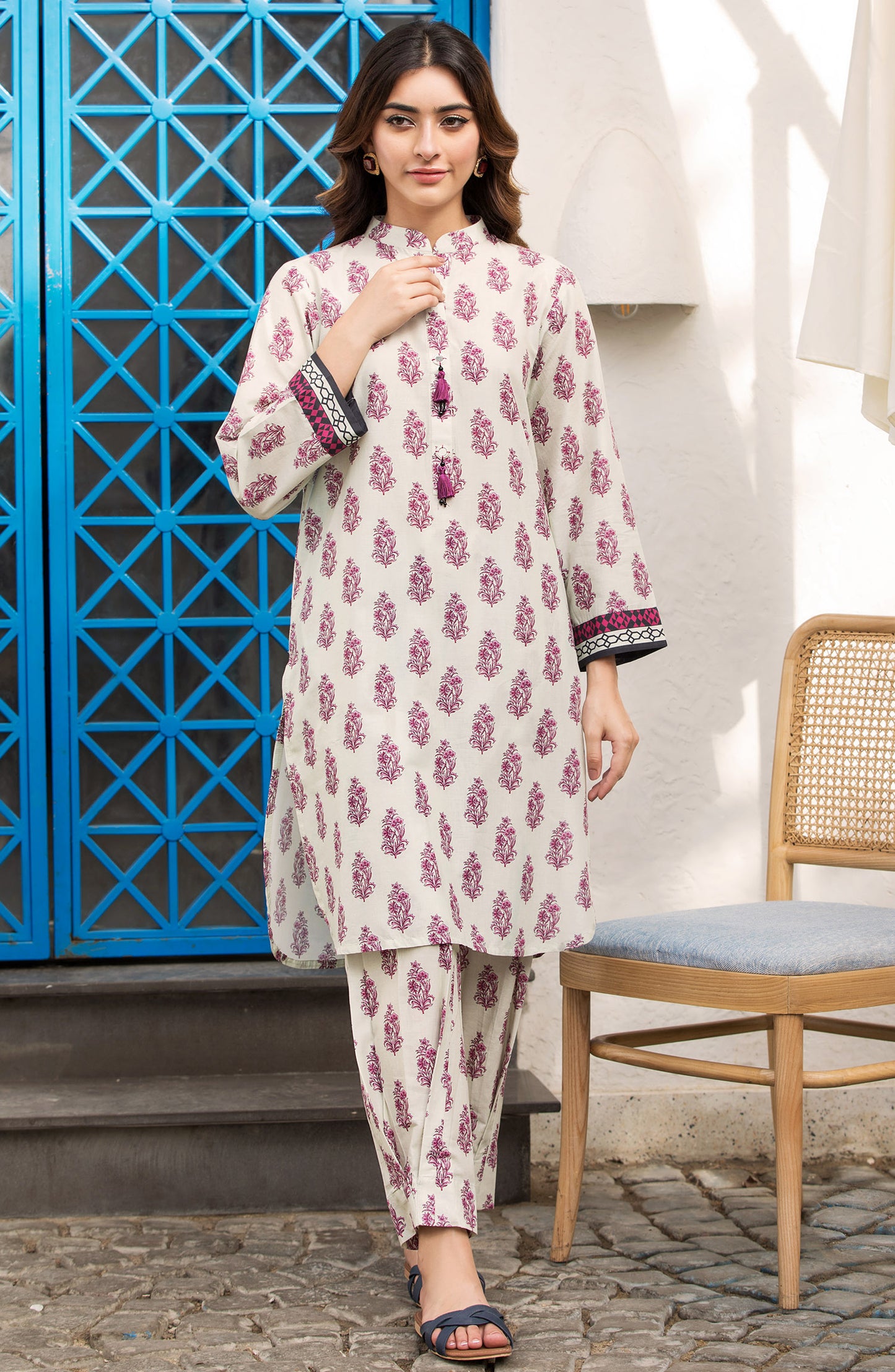 HCS-S-22-050/S CRÈME LAWN  READY TO WEAR SHIRT PANTS