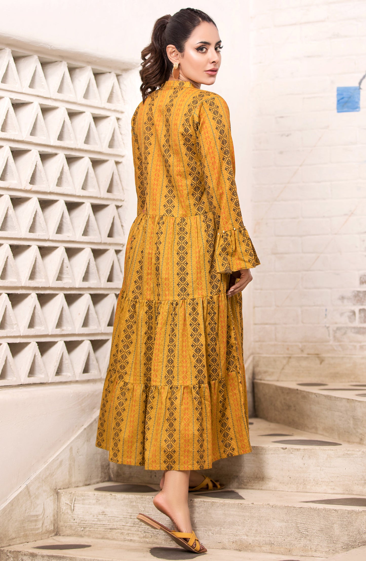 HCS-S-22-059/S MUSTARD LAWN SCSHIRT READY TO WEAR SHIRT