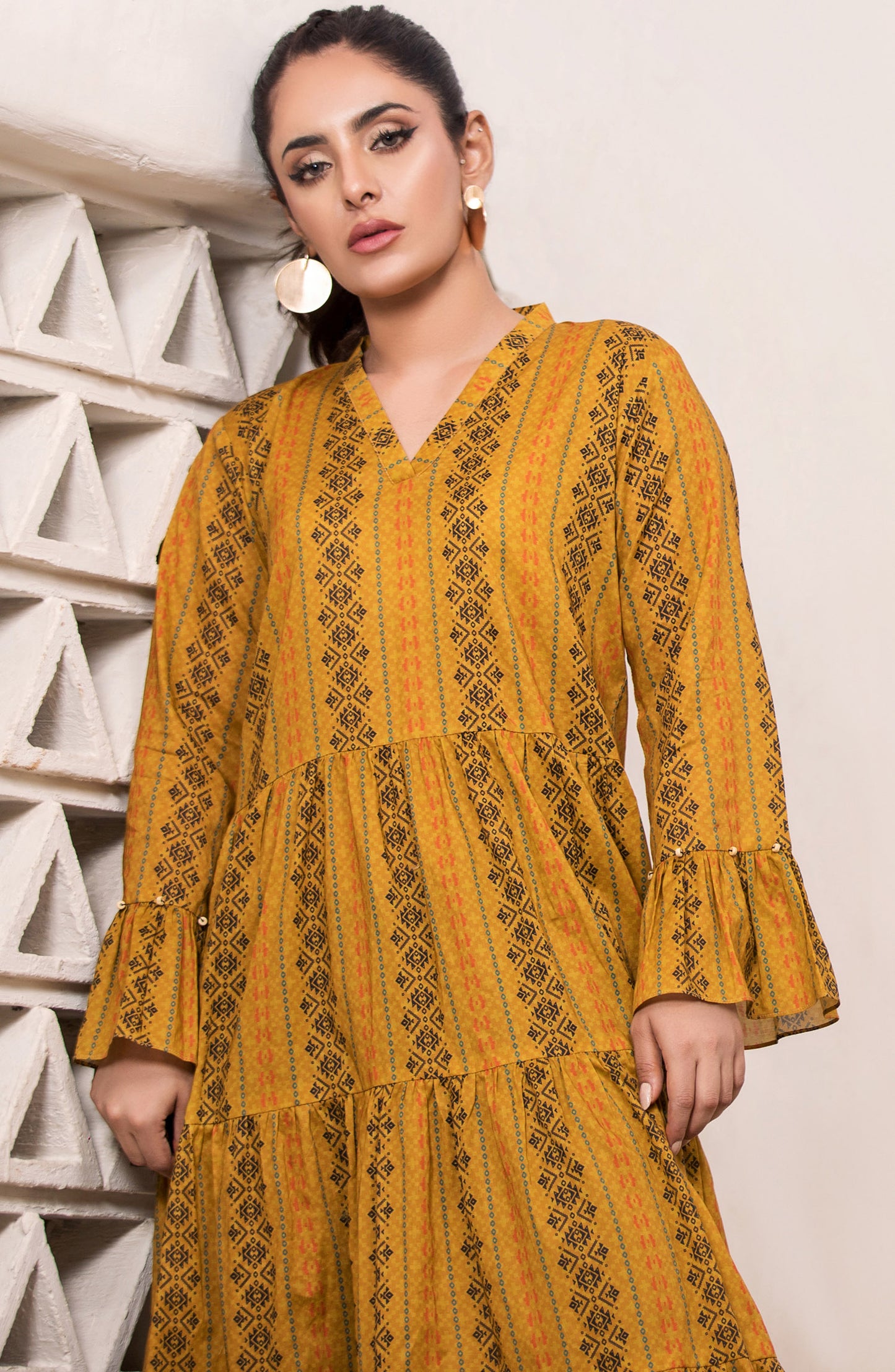 HCS-S-22-059/S MUSTARD LAWN SCSHIRT READY TO WEAR SHIRT