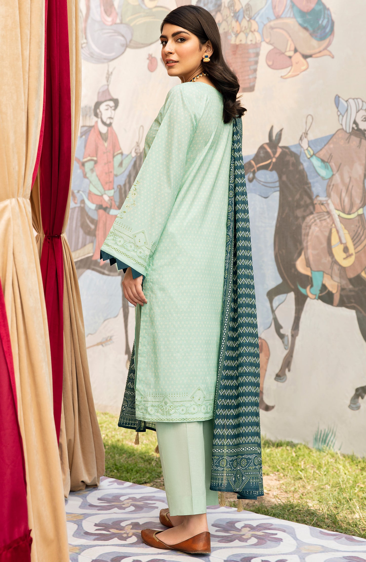 Unstitched 3 Piece Embroidered Lawn Suit (NRDS-290/U TEAL)