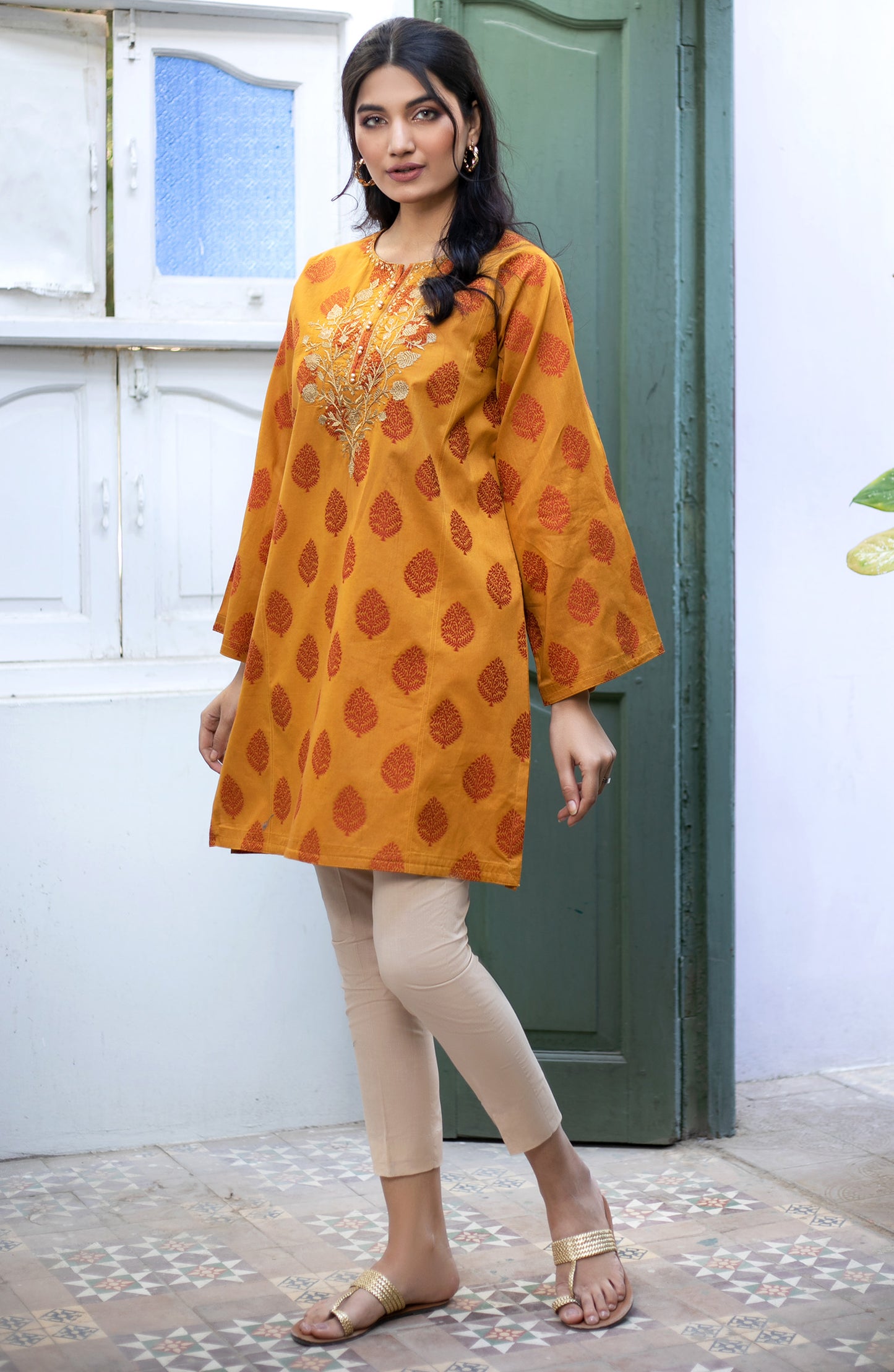Stitched 1 Piece Embroidered Jacquard Shirt