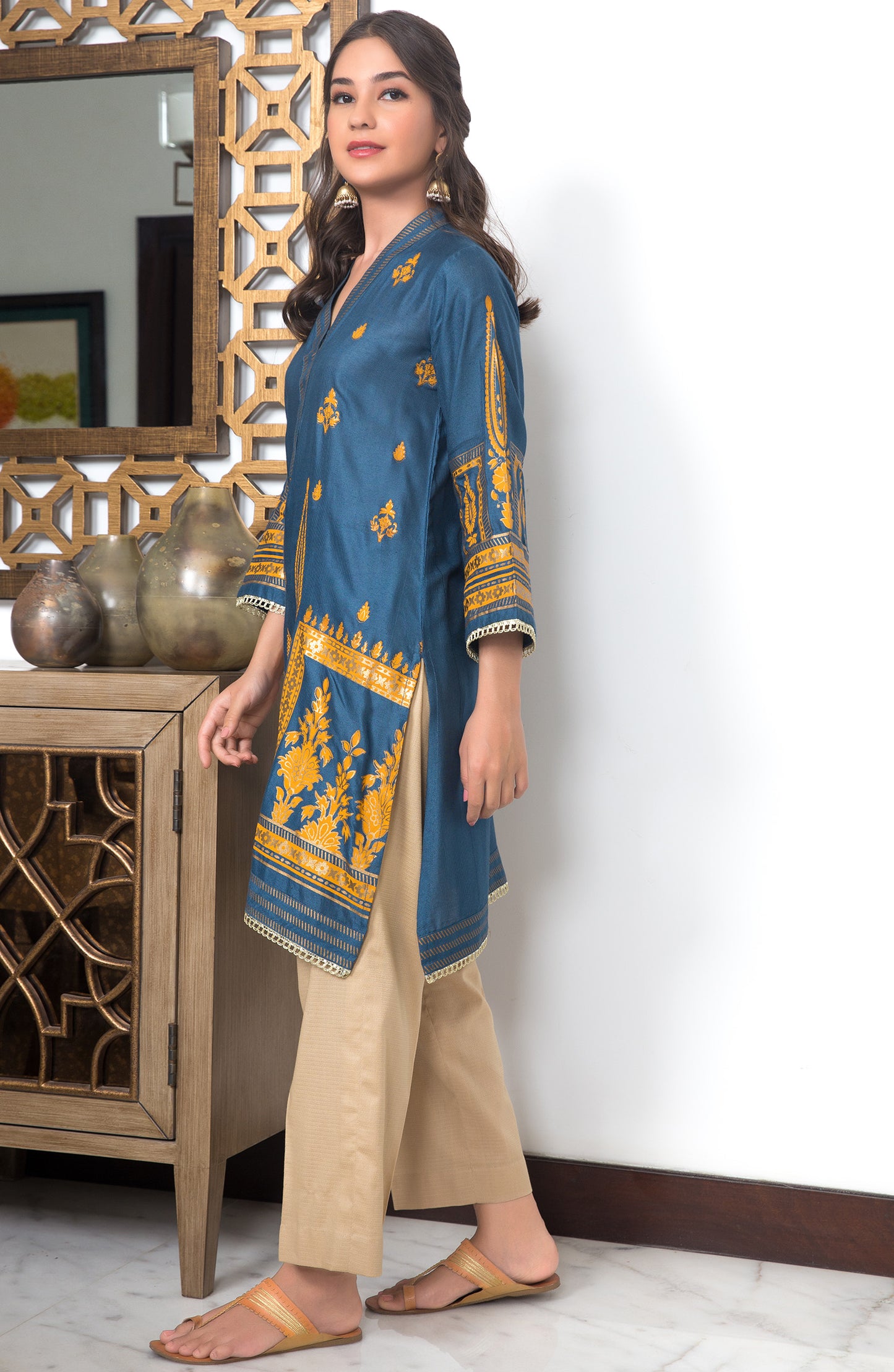 Stitched 1 Piece Paste Printed Cotton Net Shirt
