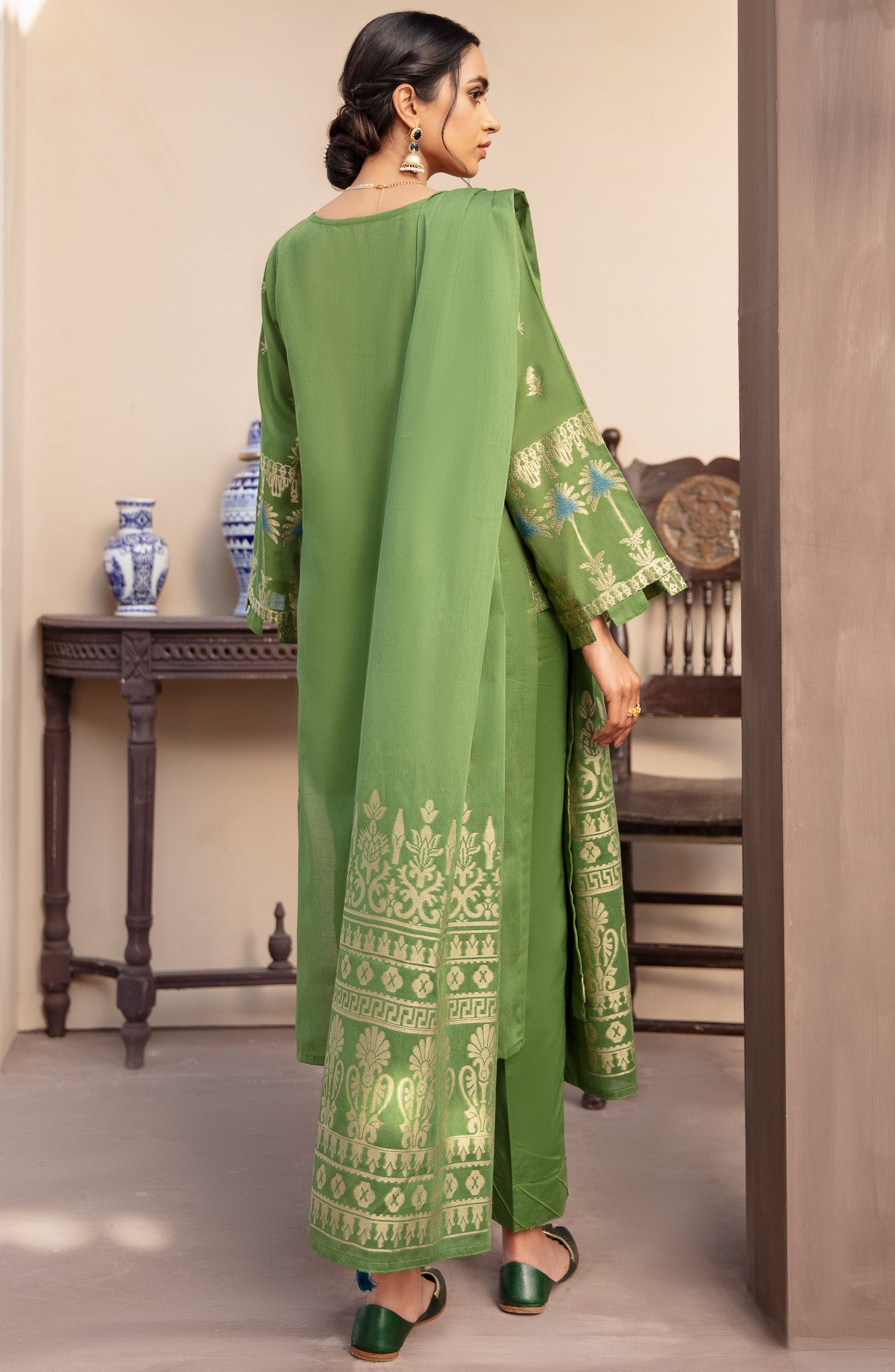 Unstitched Festive Jacquard Winter Collection (NRDS-259/U ARMY GREEN)