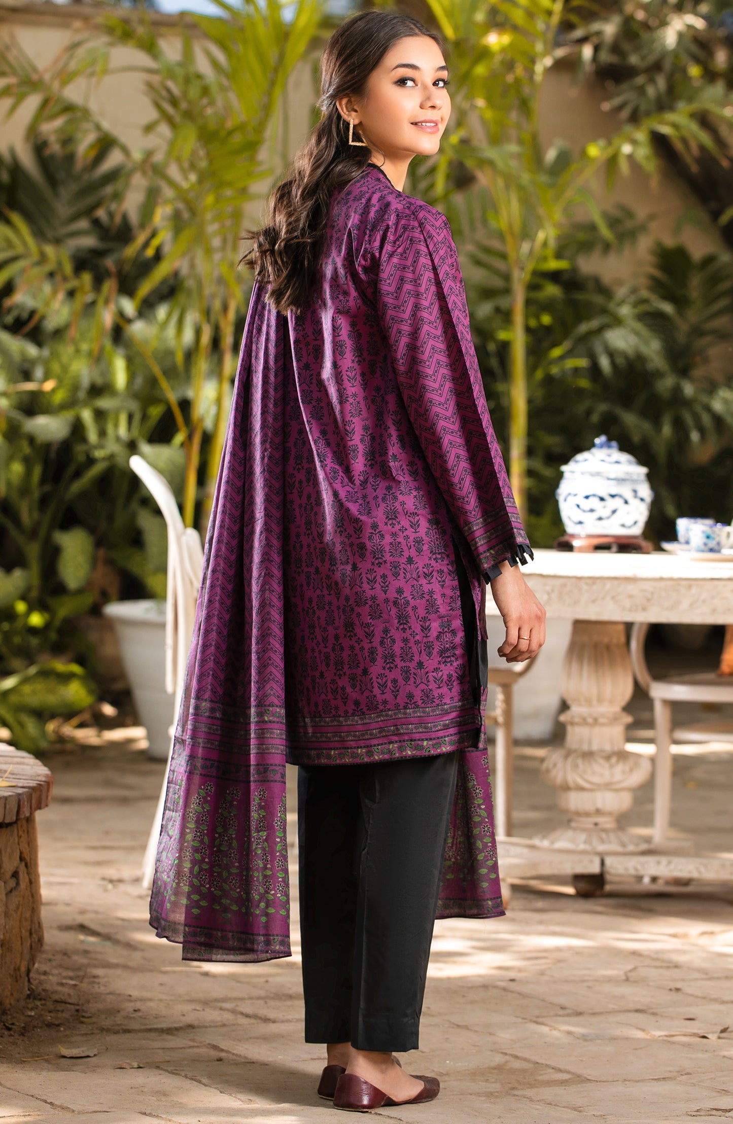 Unstitched 2 Piece Printed Lawn Shirt, Chiffon Dupatta