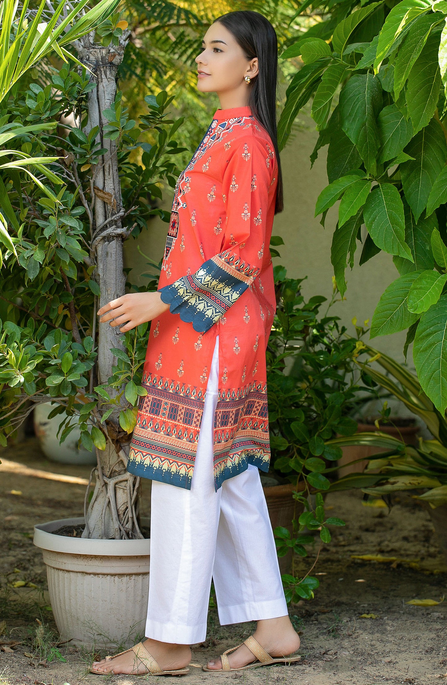 Stitched 1 piece Embroidered Shirt (NRD-324 PEACH)