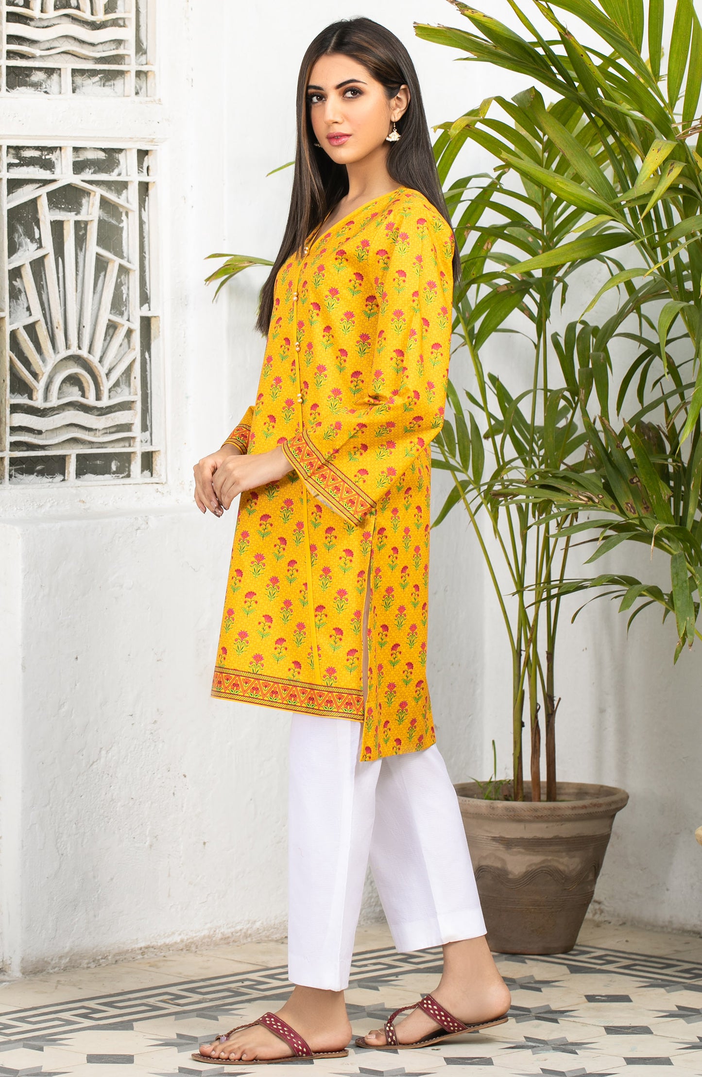 Stitched 1 Piece Printed Cambric Shirt