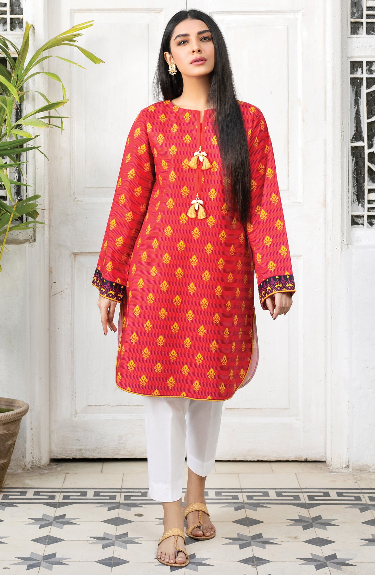 Stitched 1 Piece Printed Cambric Shirt