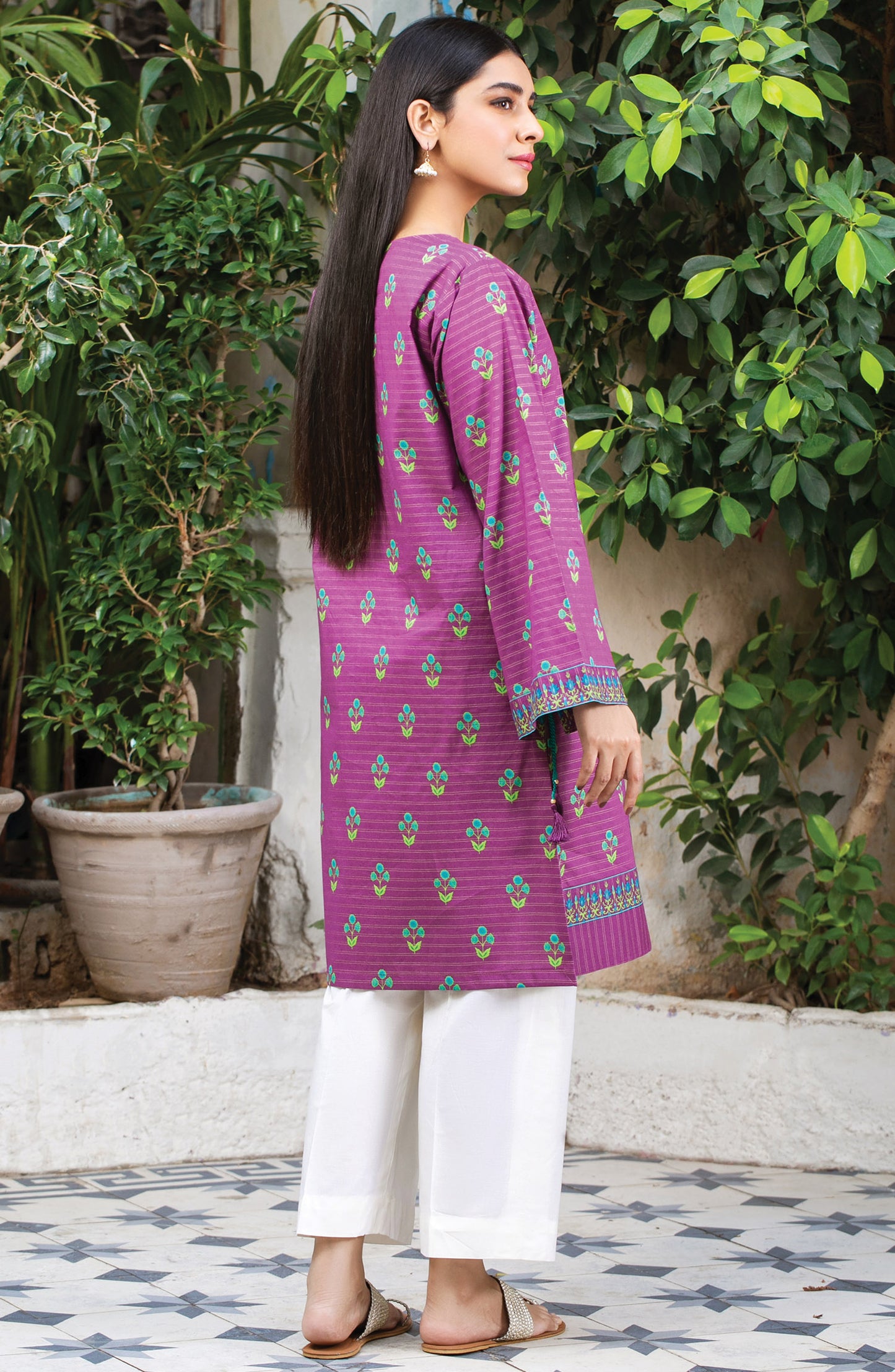 Stitched 1 Piece Printed Zari Stripe Shirt