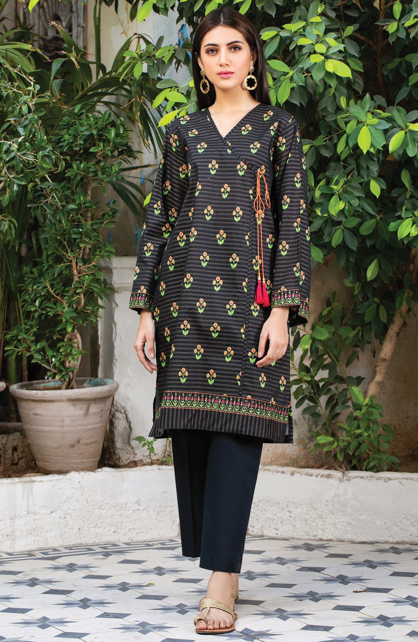 Unstitched 1 Piece Printed Zari Stripe Shirt