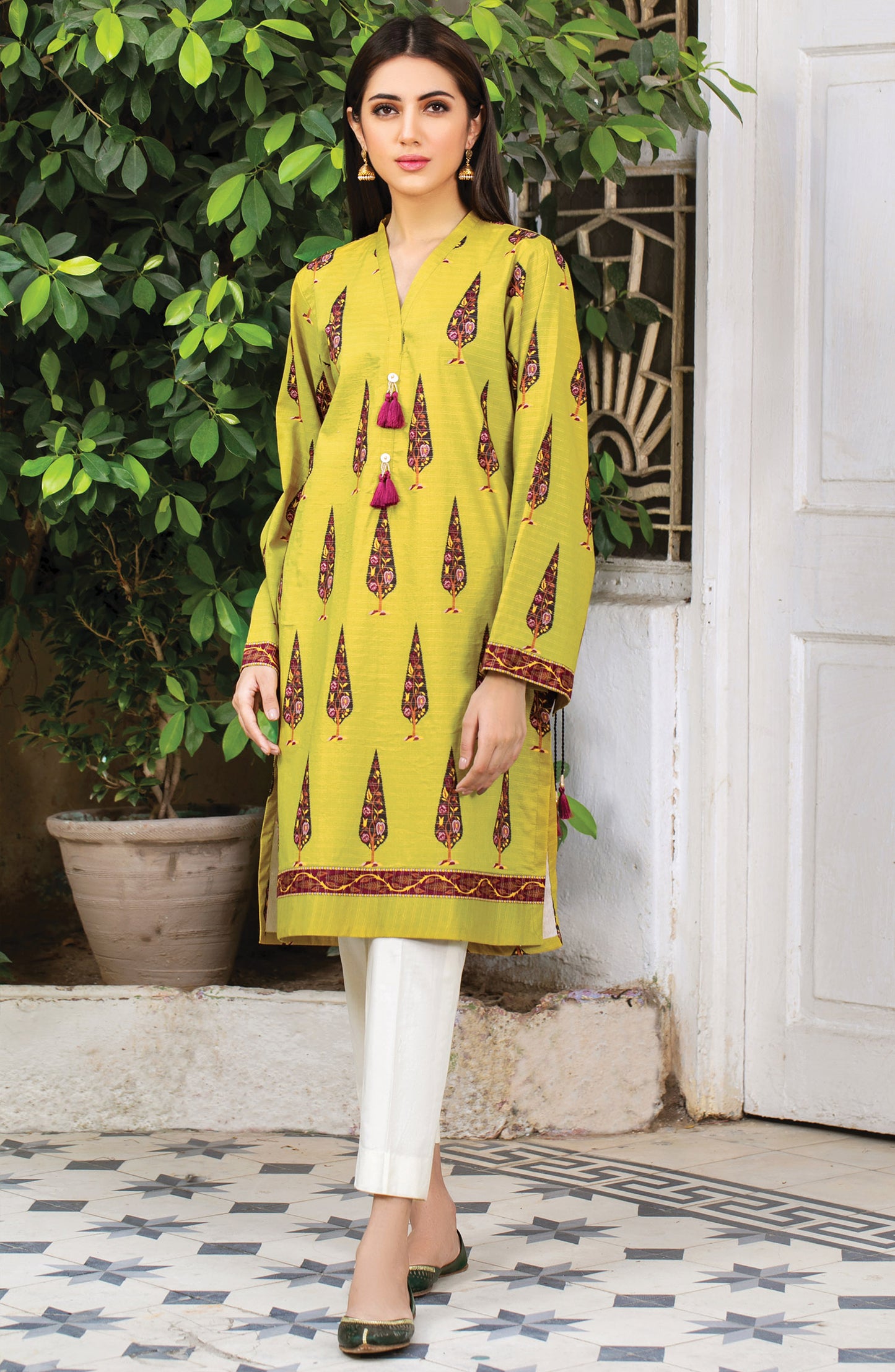 Stitched 1 Piece Printed Zari Stripe Shirt