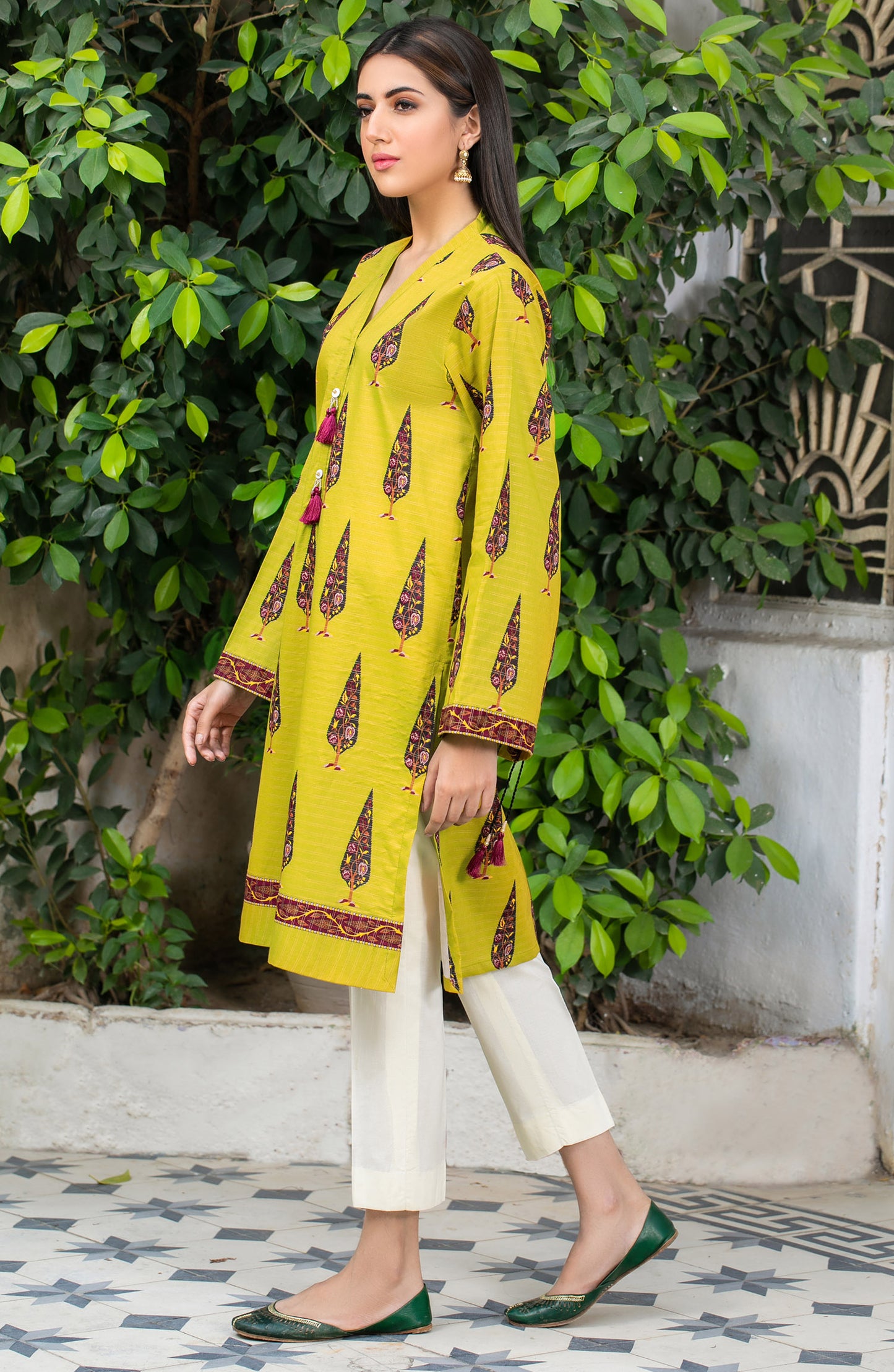 Stitched 1 Piece Printed Zari Stripe Shirt
