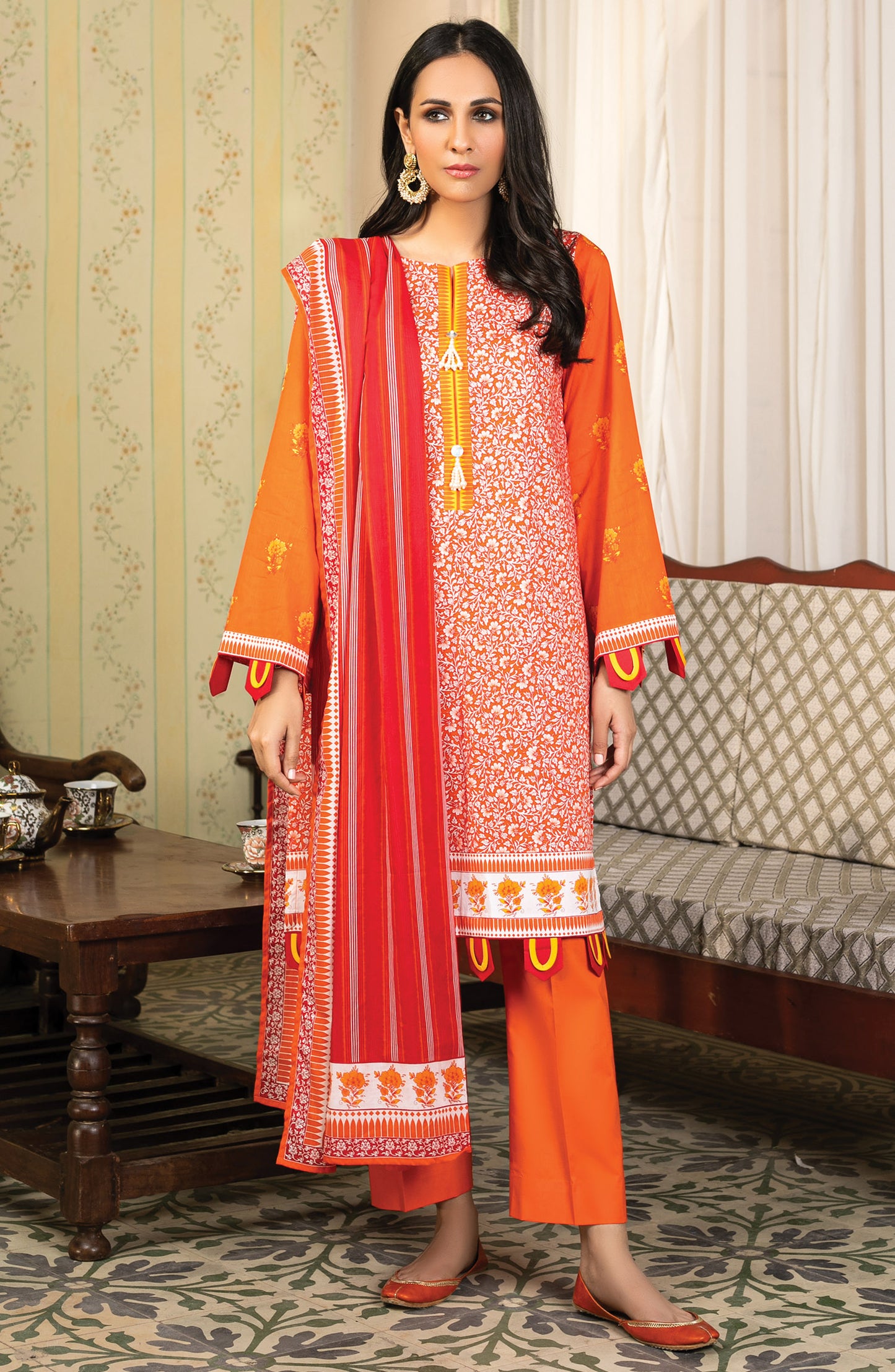 Unstitched 3 Piece Printed Lawn Suit