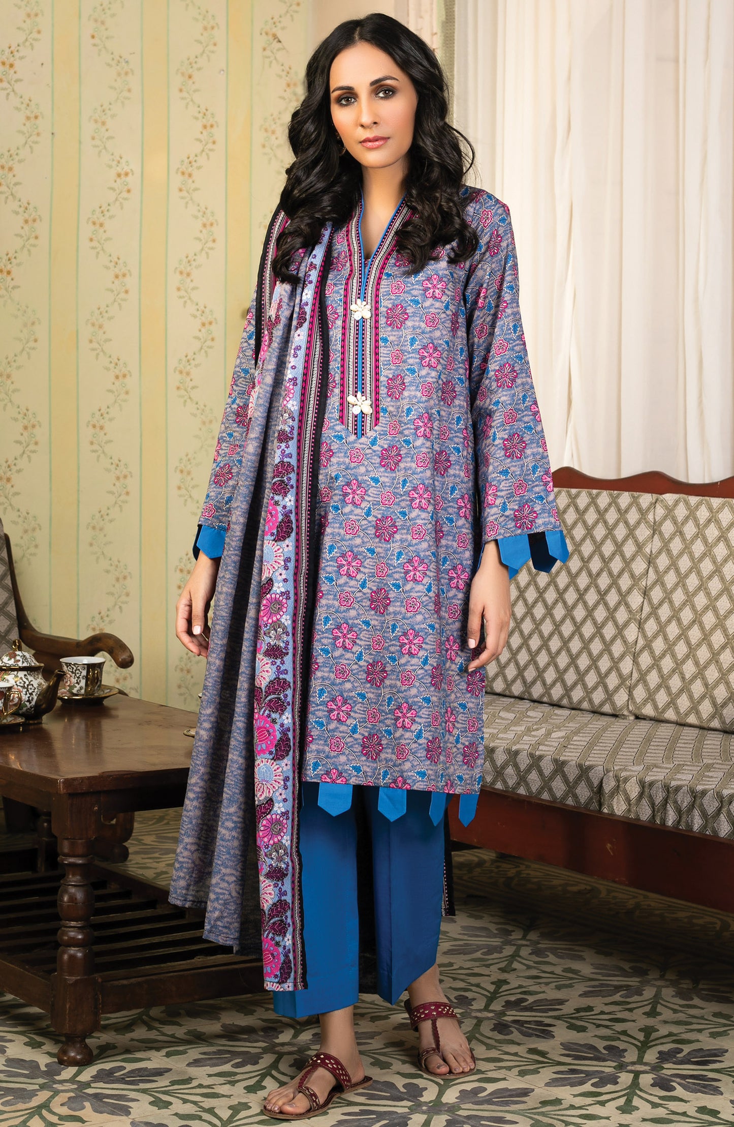 Unstitched 3 Piece Printed Lawn Suit