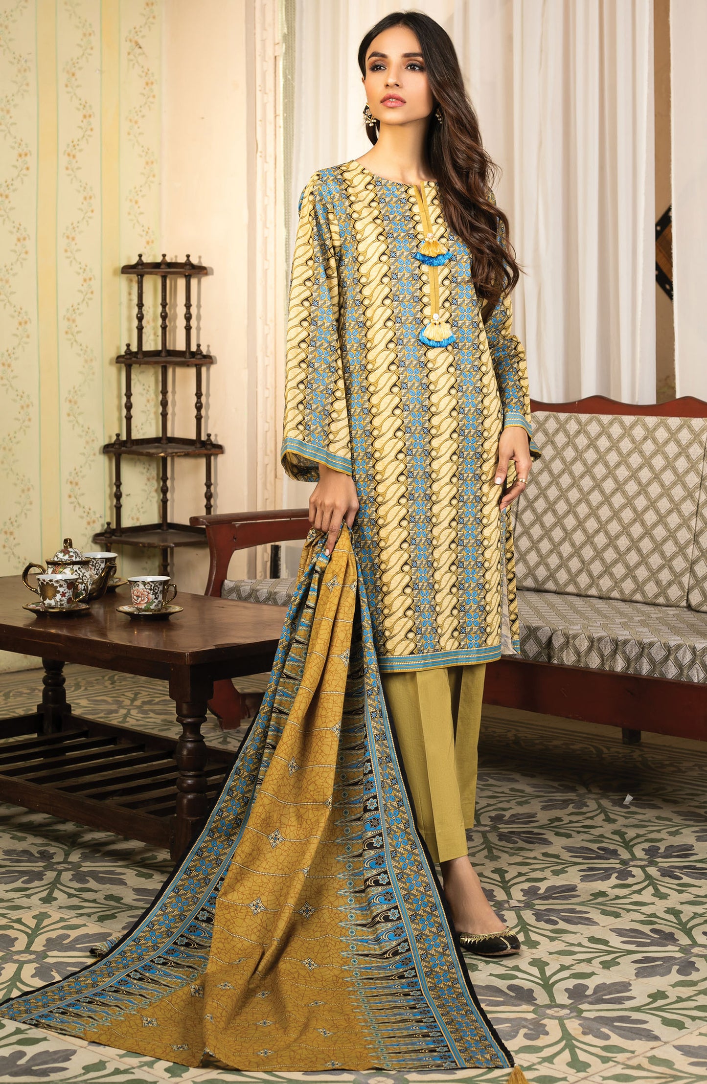 Unstitched 3 Piece Printed Lawn Suit