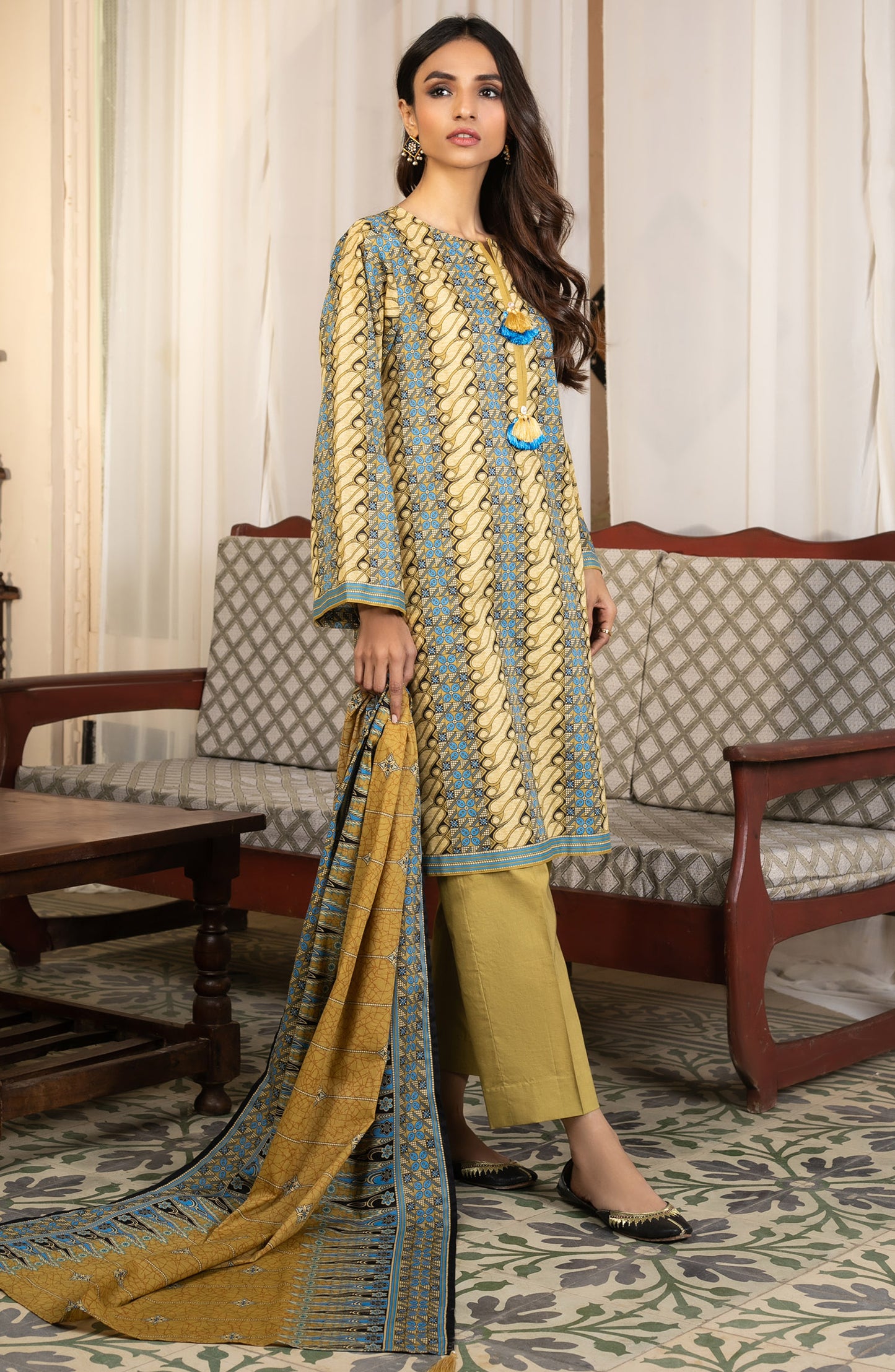 Unstitched 3 Piece Printed Lawn Suit