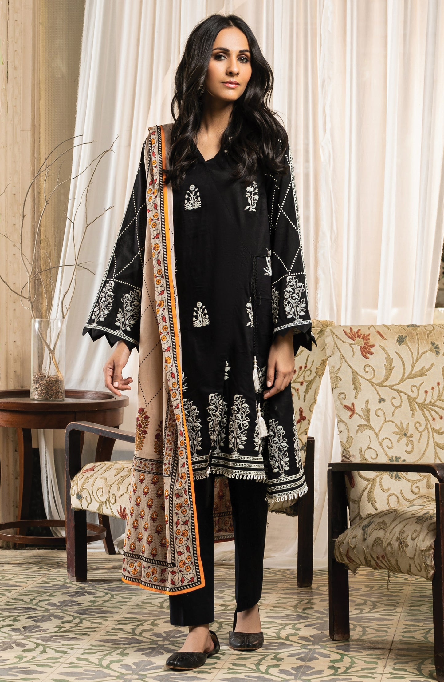 Stitched 2 Piece Printed Cambric Shirt Dupatta