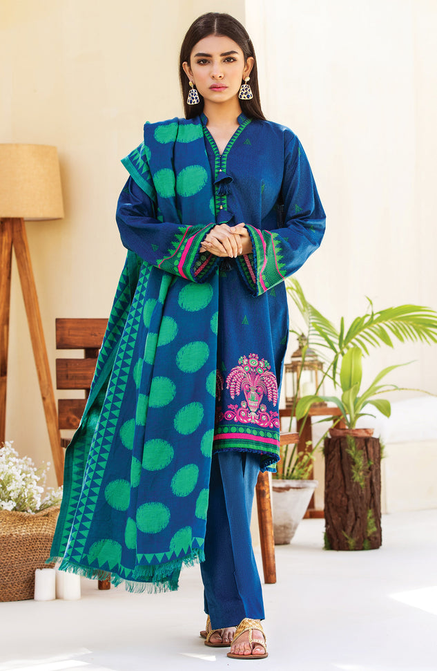 Unstitched 3 Piece Embroidered Karandi Suit