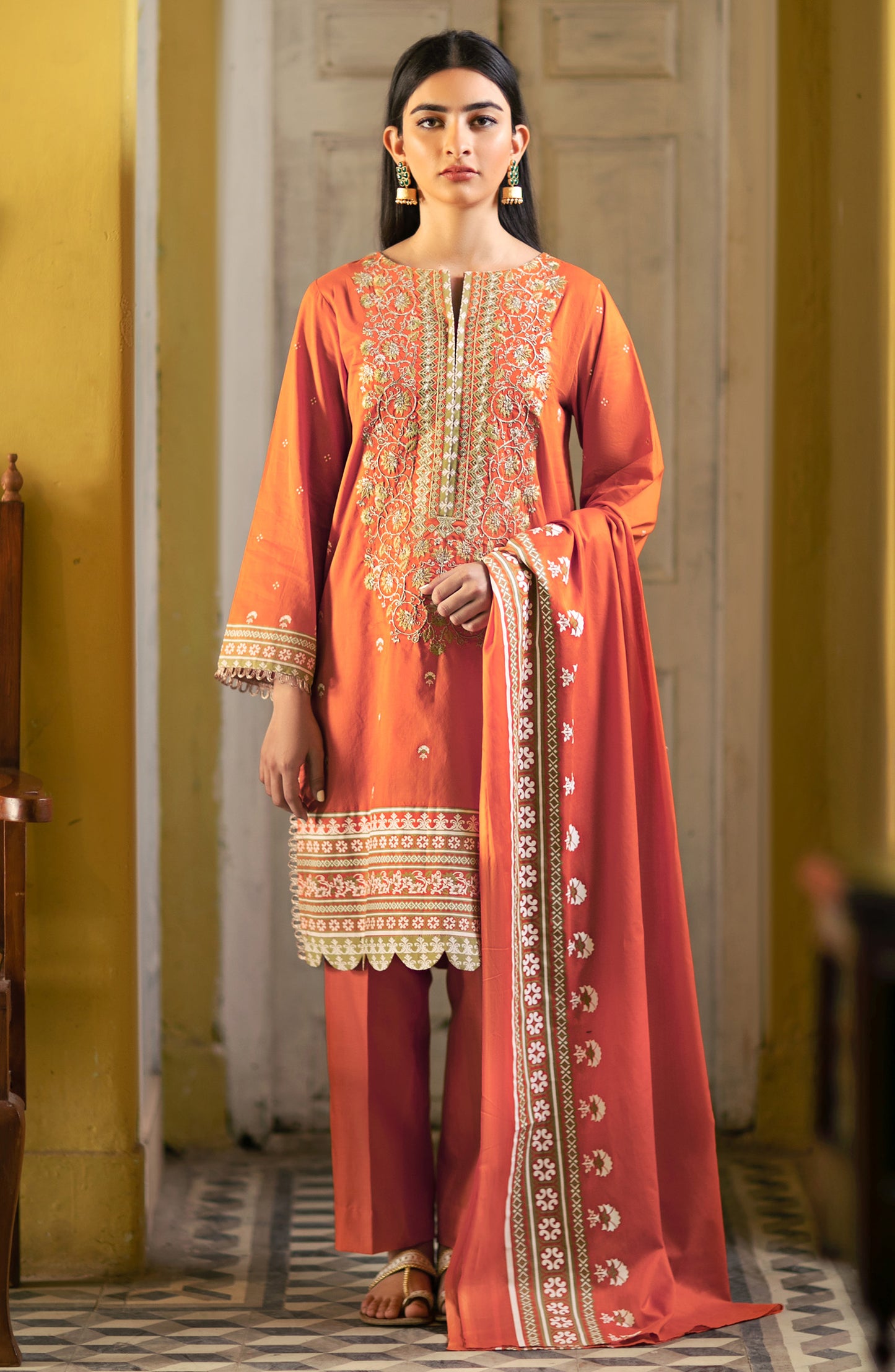 Unstitched 3 Piece Festive Embroidered Suit