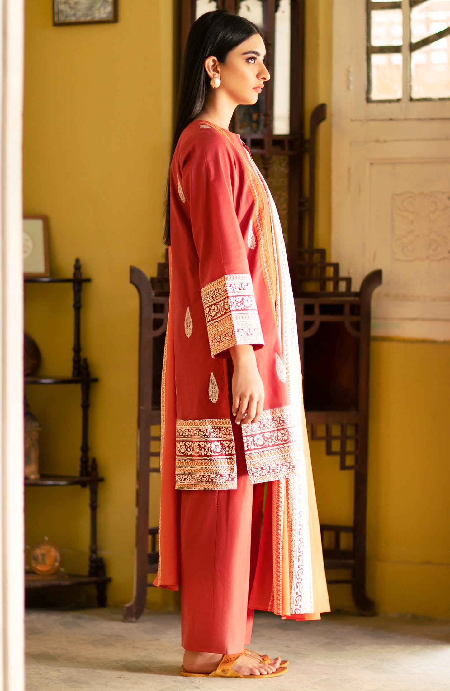 Stitched 3 Piece Embroidered Cambric Winter Suit