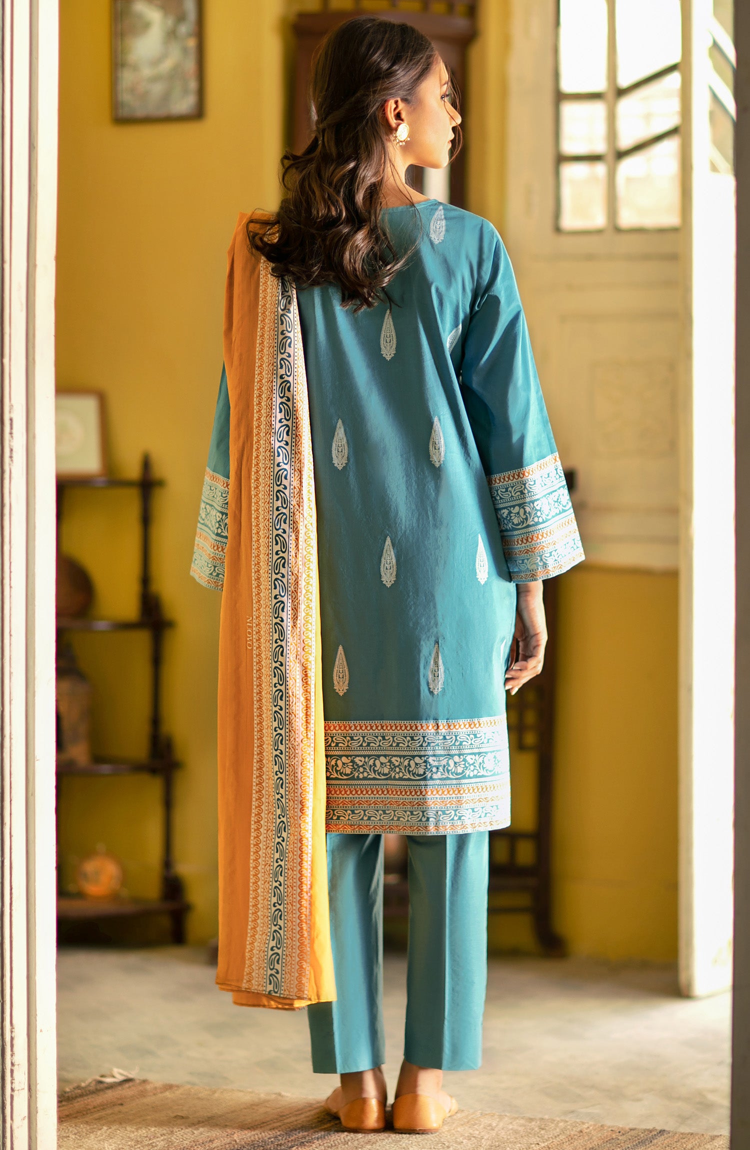 Unstitched 3 Piece Festive Embroidered Winter Suit (NRDS-212/U TEAL)