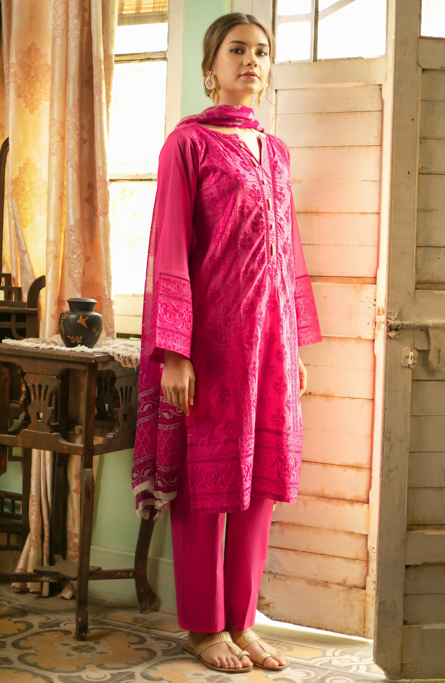 Unstitched 3 Piece Heavy Embroidered Lawn Suit