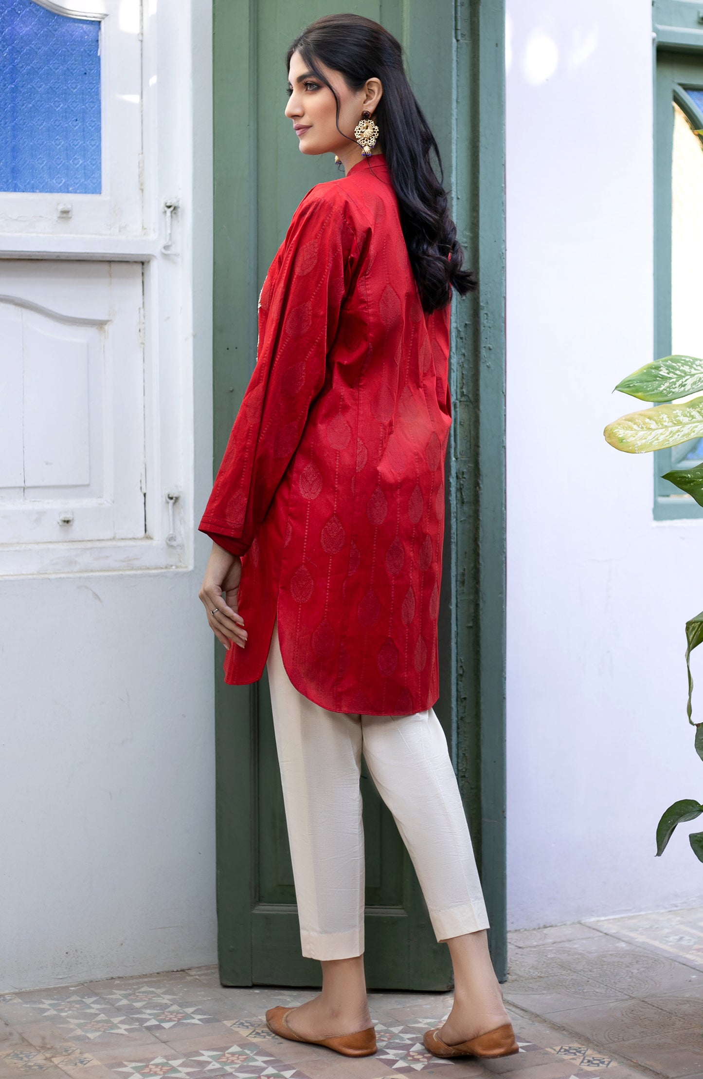 Stitched 1 Piece Embroidered Jacquard Shirt