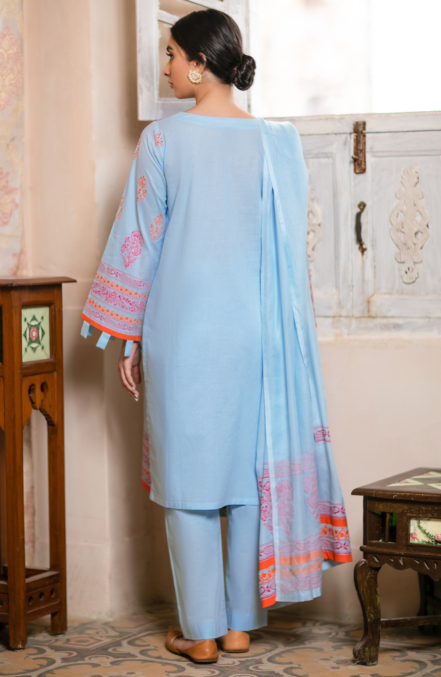 NRD-380/U PEACH LAWN SCSHIRT UNSTITCHED SHIRT