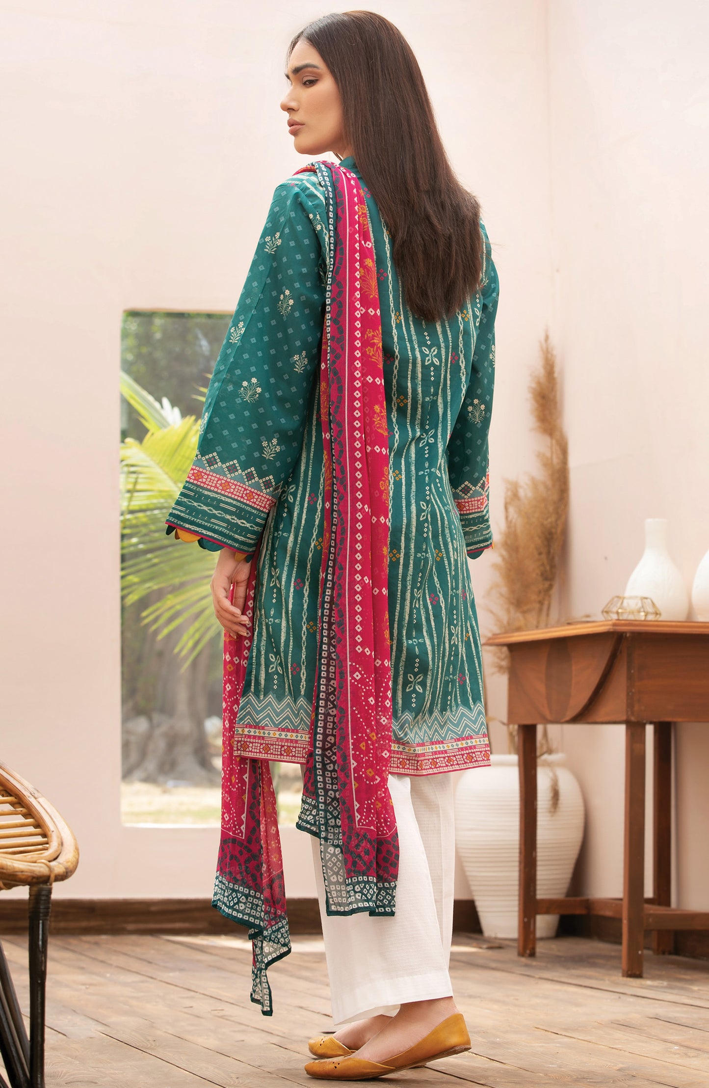 Unstitched 2 Piece Printed Lawn Shirt Chiffon Dupatta