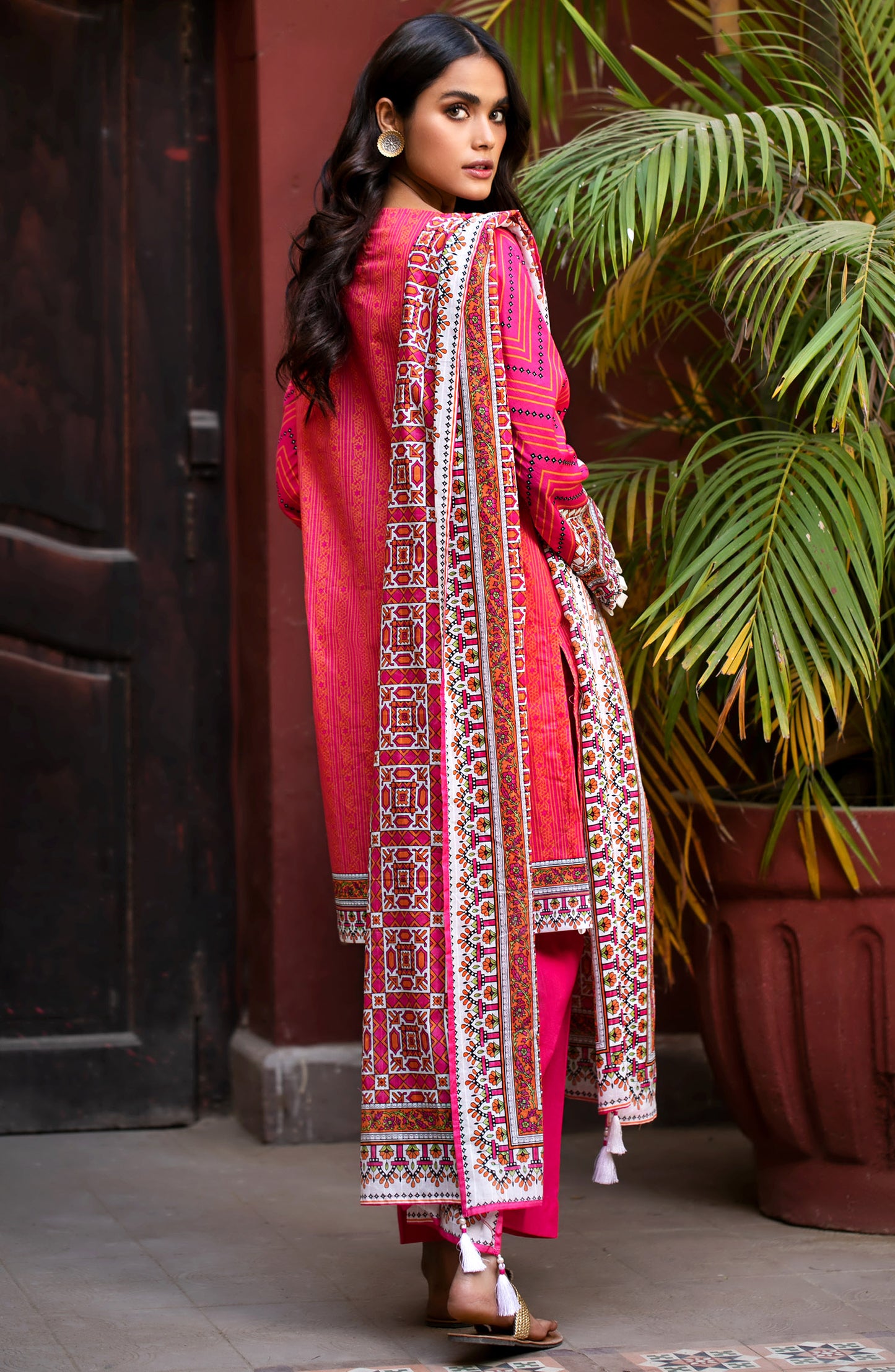 Unstitched 3 Piece Embroidered Lawn Suit (OTL-21-011/A/U PINK)