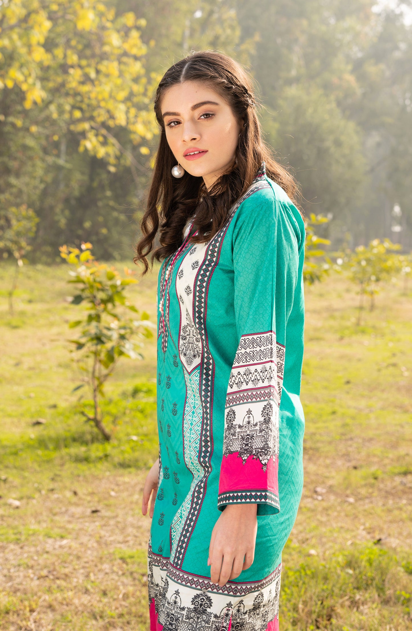 Stitched 1 Piece Printed Jacquard Shirt