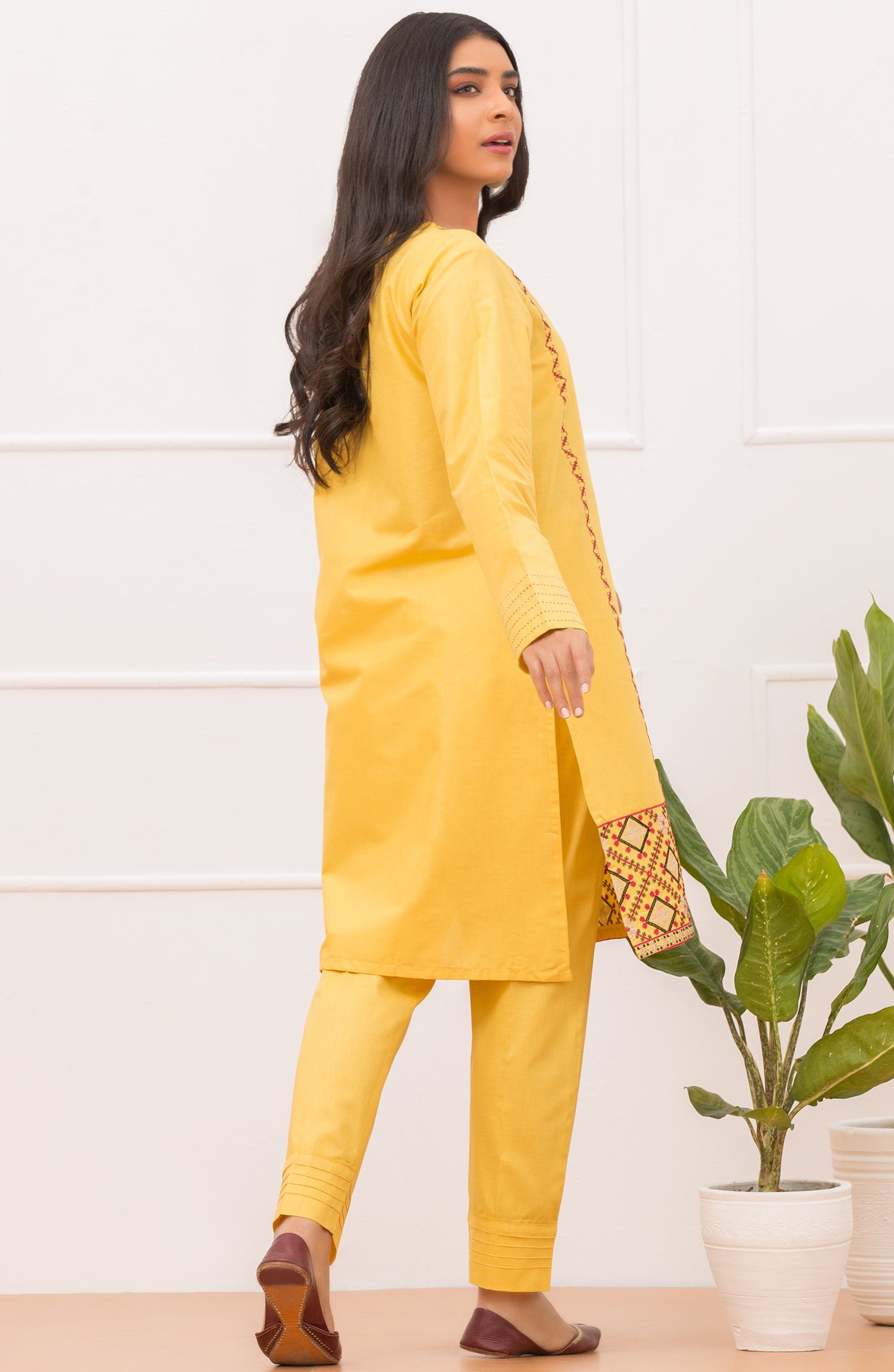 Stitched 2 Piece Embroidered Cambric Shirt Trouser